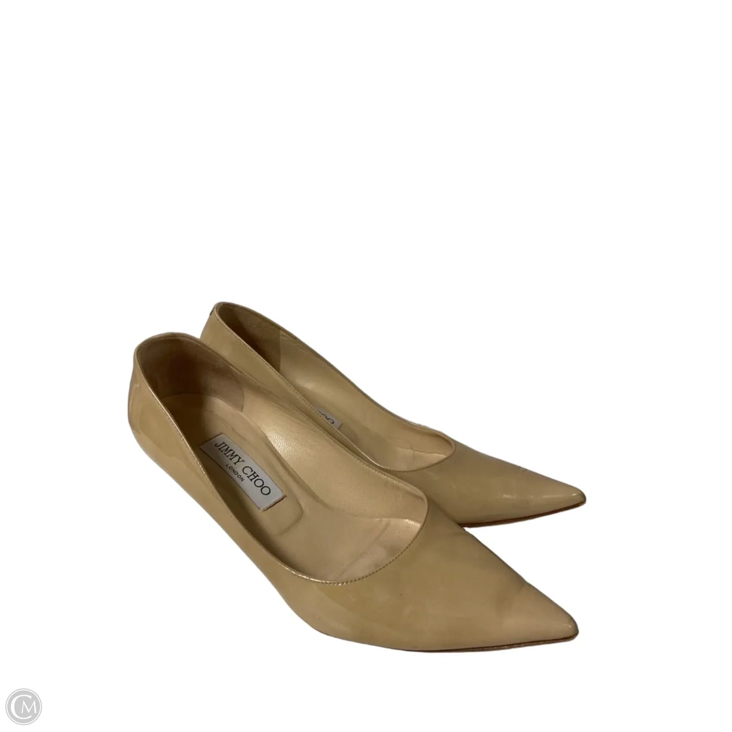 Shoes Luxury Designer By Jimmy Choo In Beige, Size: 9