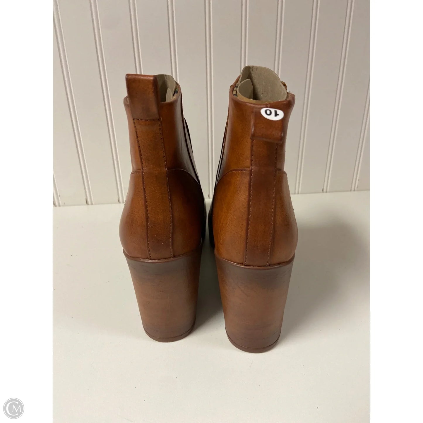 Boots Ankle Heels By Boc In Brown, Size: 10