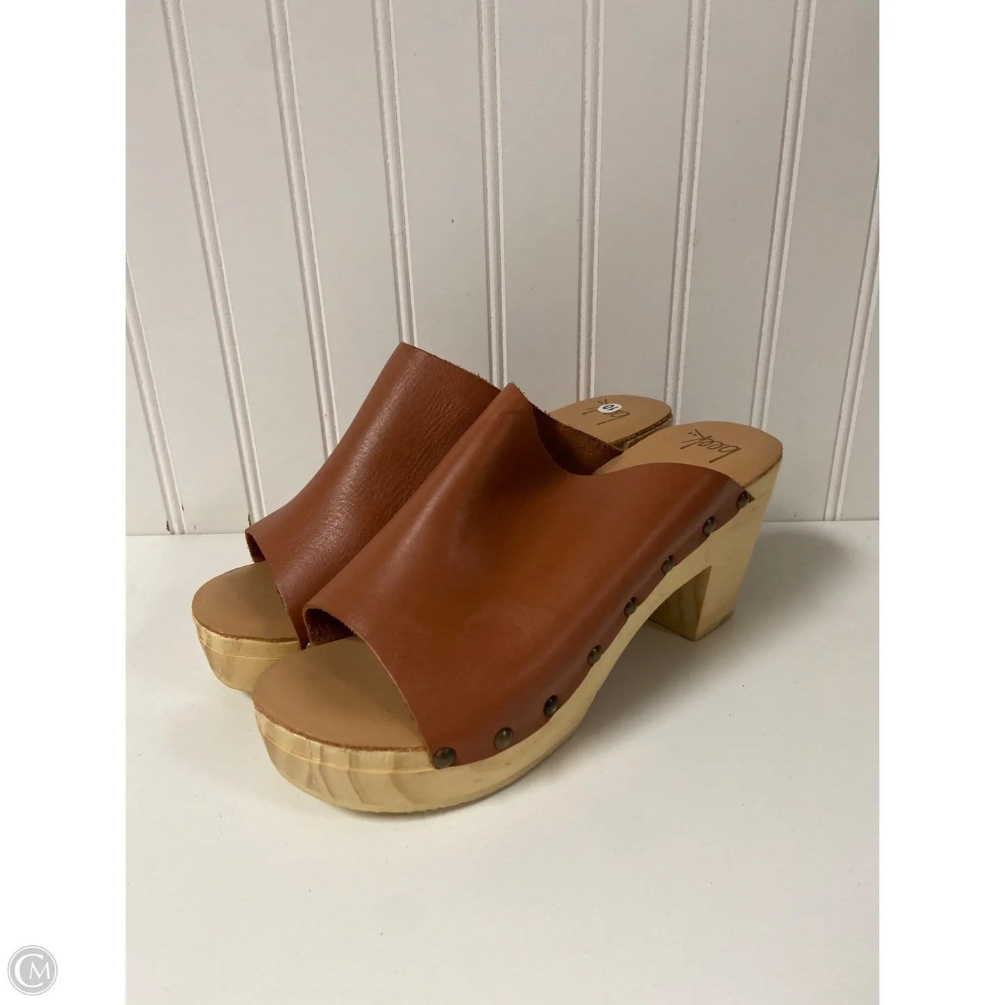 Sandals Heels Block By Clothes Mentor In Orange & Tan, Size: 10