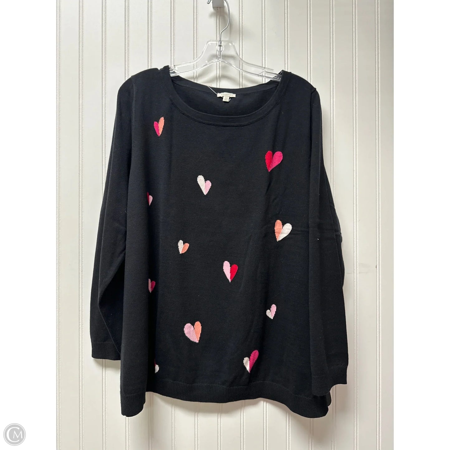 Sweater By Talbots In Black & Pink, Size: 2x
