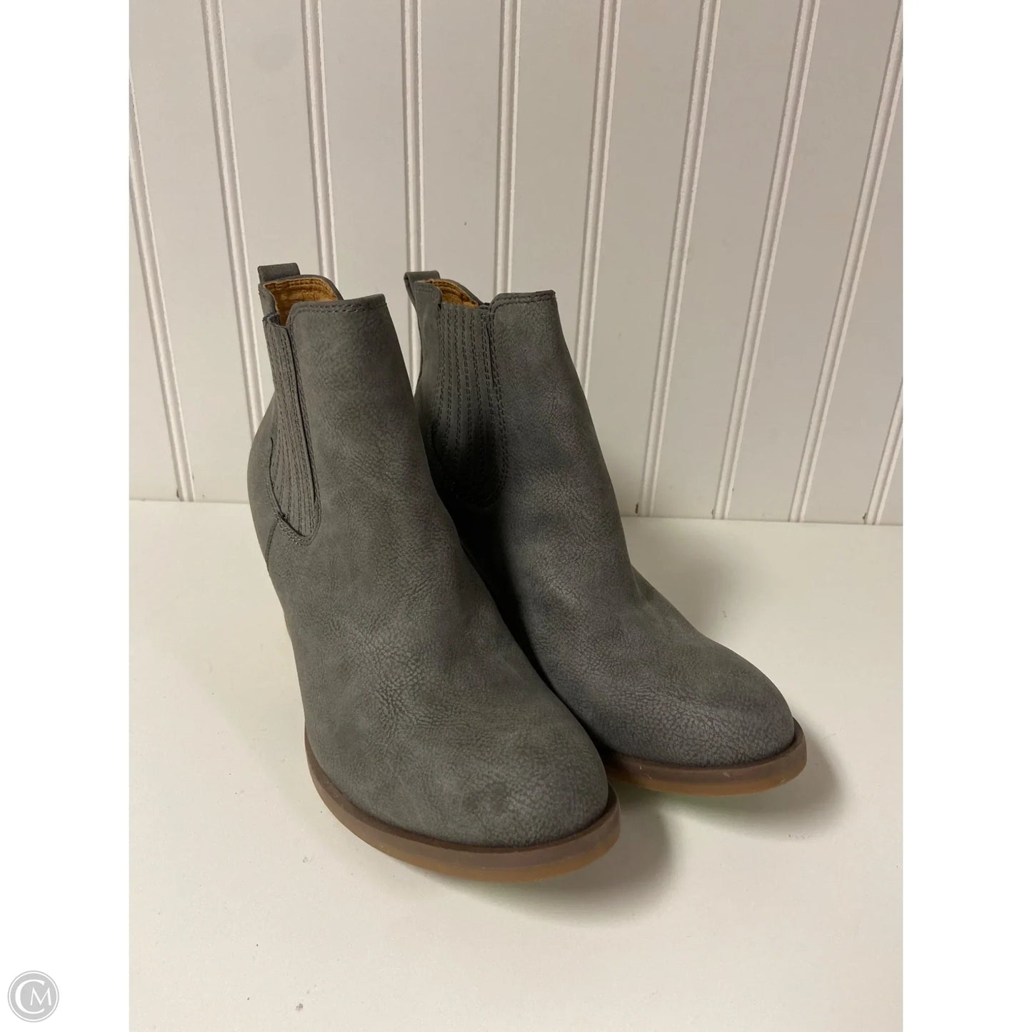 Boots Ankle Heels By Korks In Grey, Size: 7