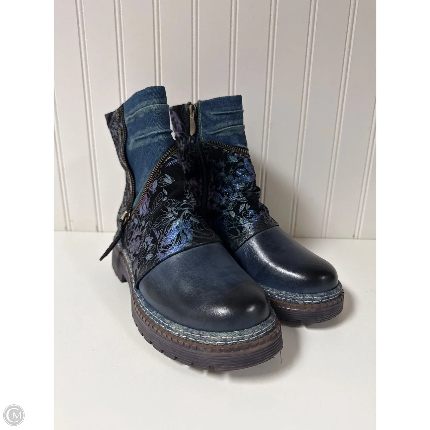 Boots Ankle Heels By Spring Step In Blue & Green, Size: 7.5