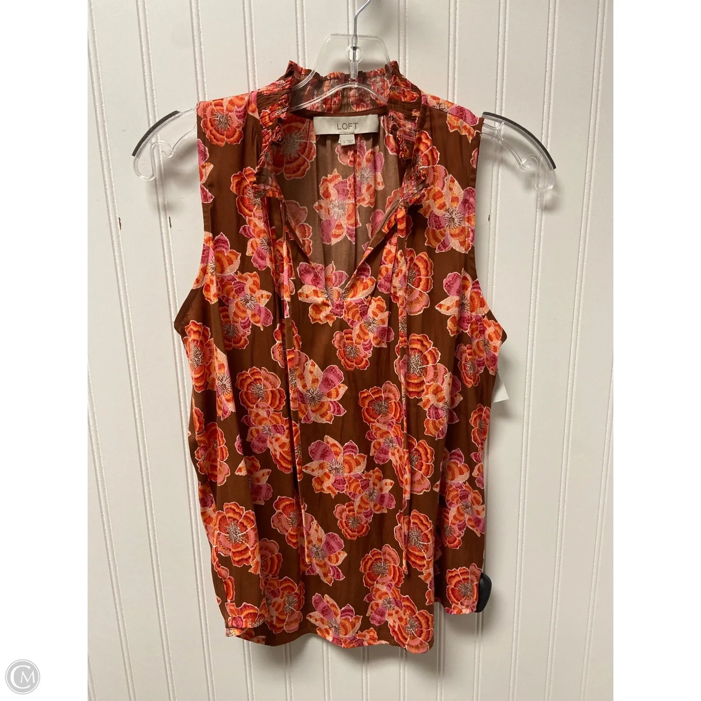 Top Sleeveless By Loft In Brown, Size: S