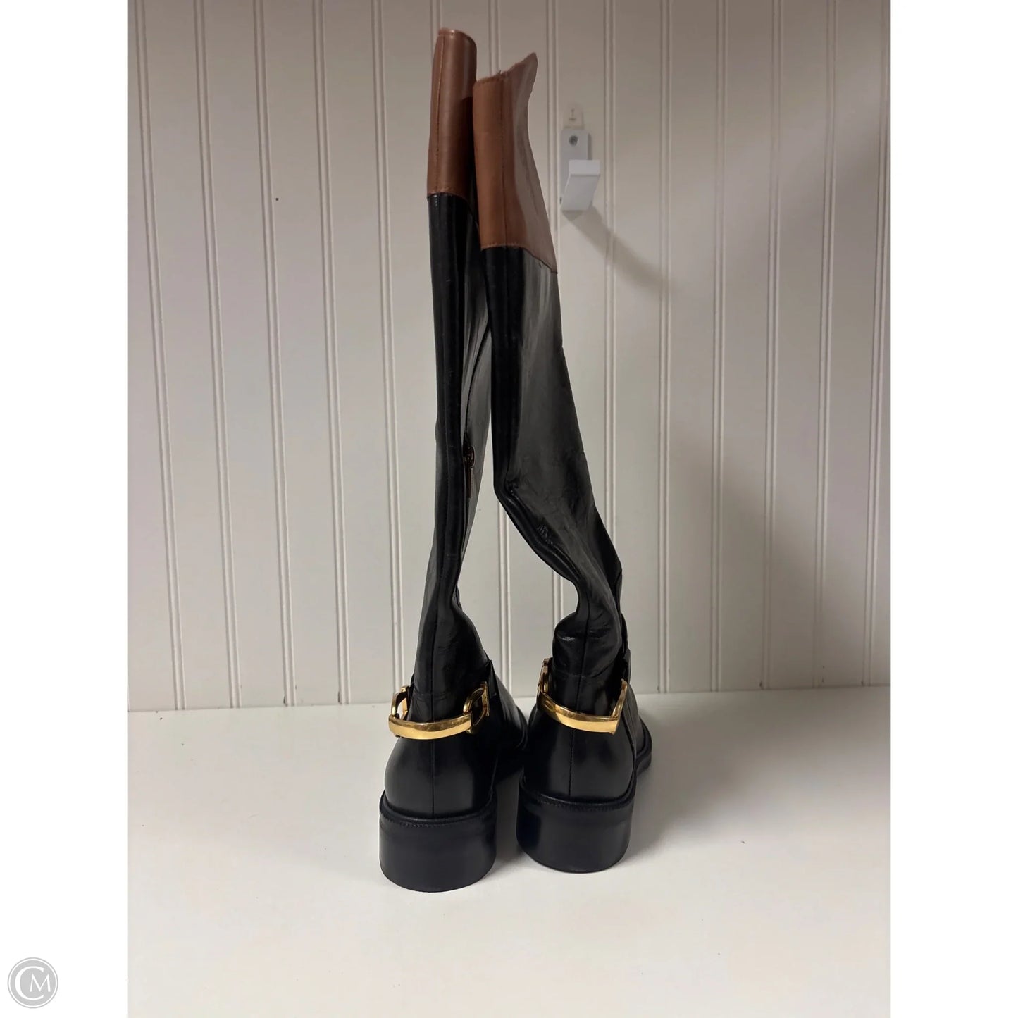 Boots Knee Heels By Vince Camuto In Black & Brown, Size: 7.5