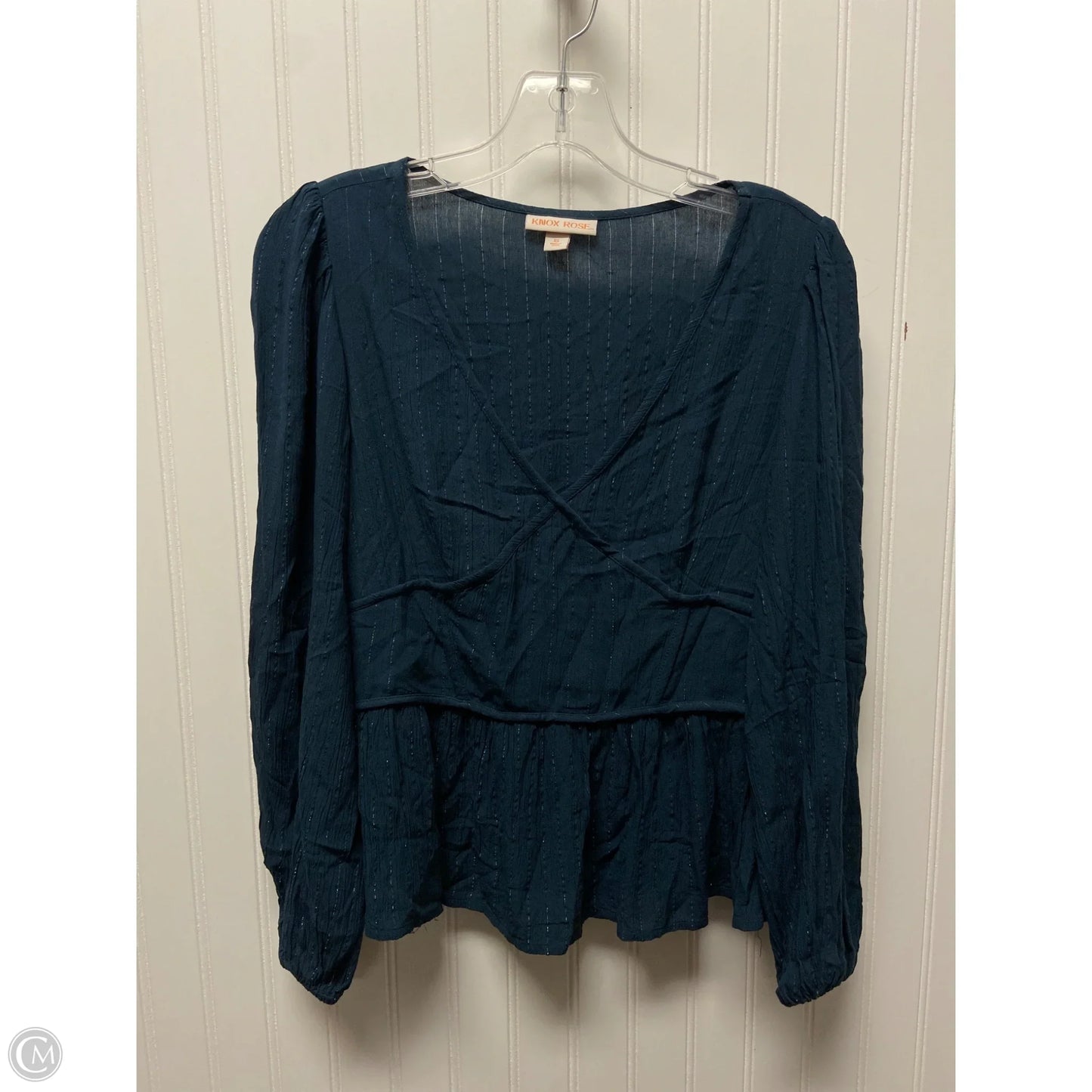 Top Long Sleeve By Knox Rose In Teal, Size: Xs