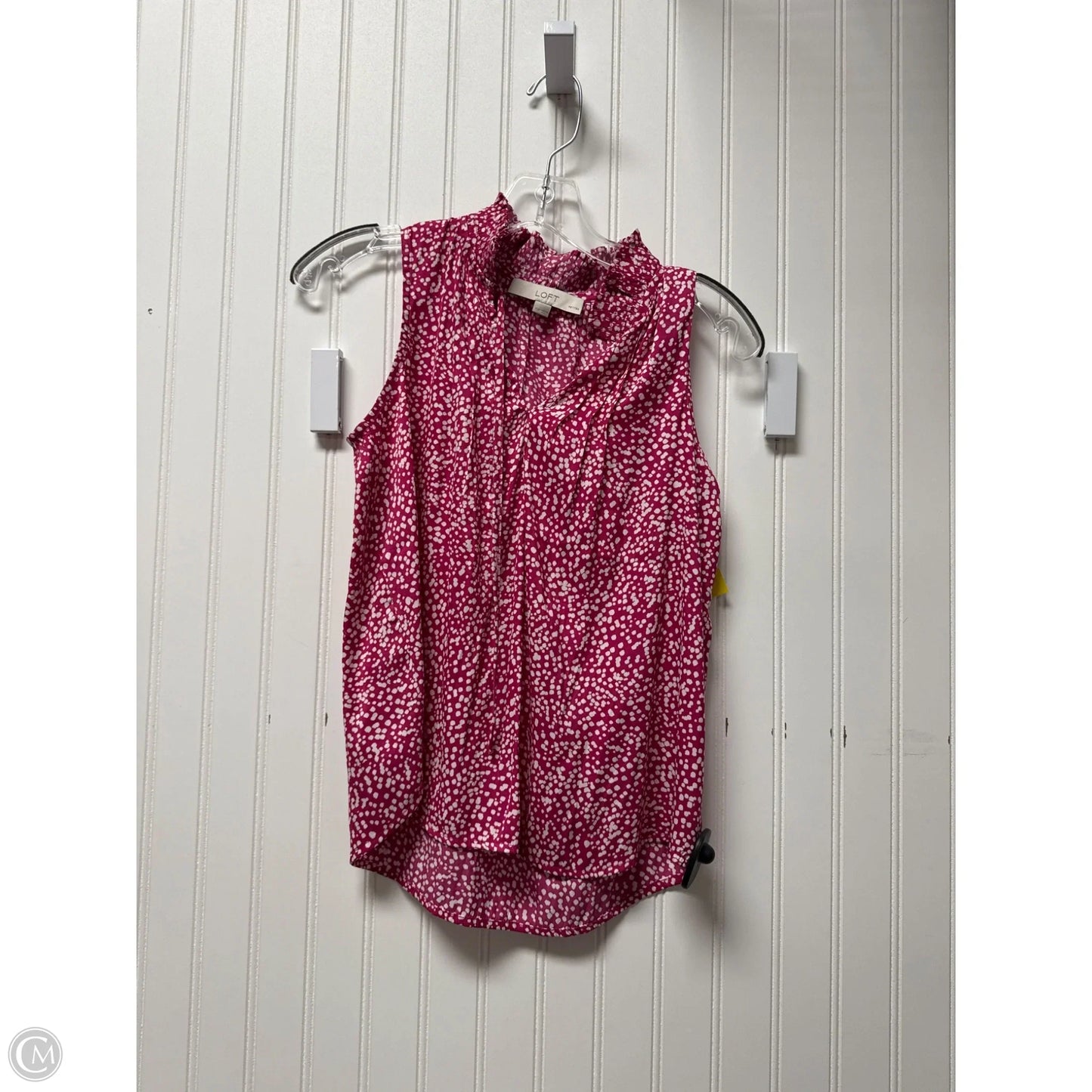 Top Sleeveless By Loft In Pink & White, Size: Xsp
