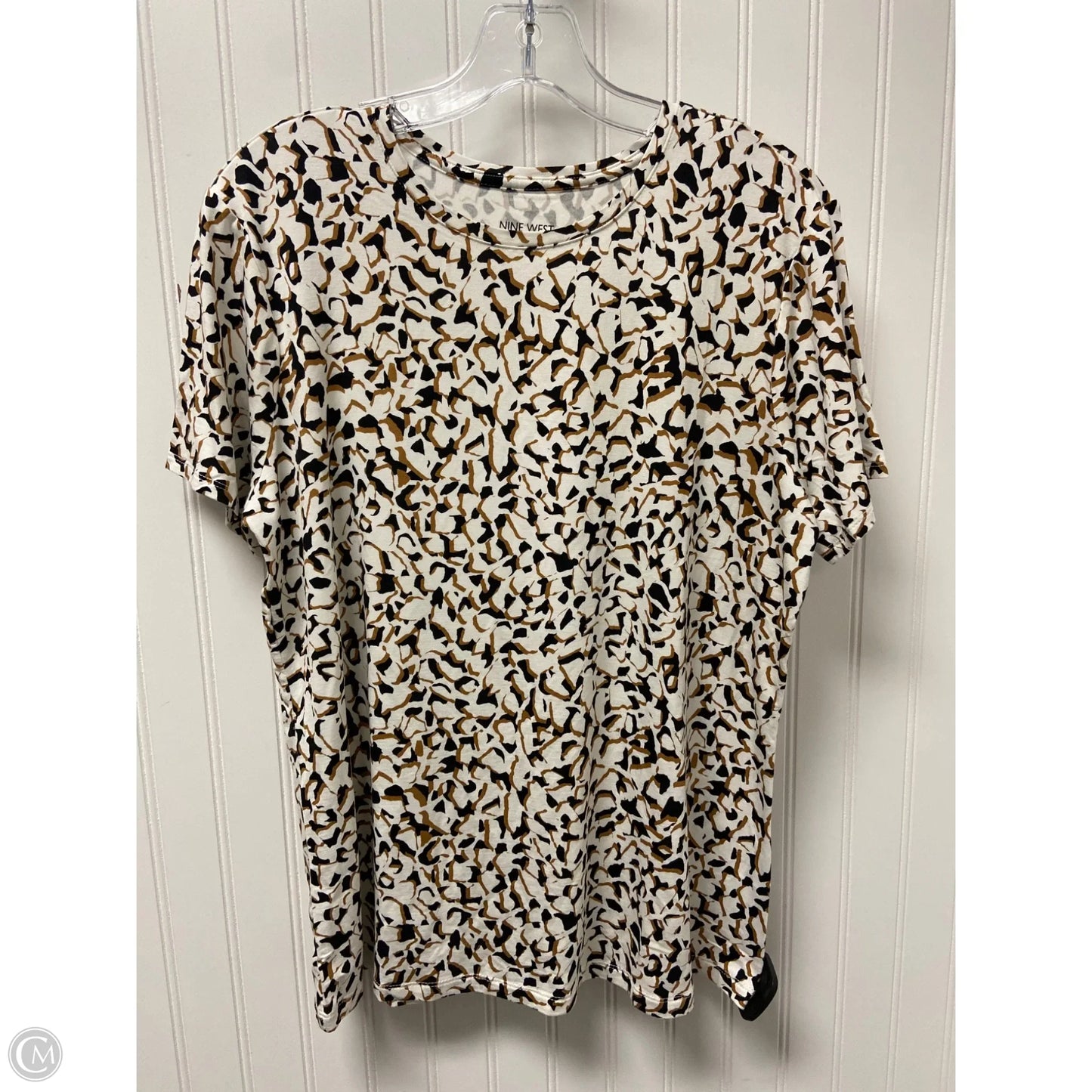 Top Short Sleeve Basic By Nine West In Black & Cream, Size: L