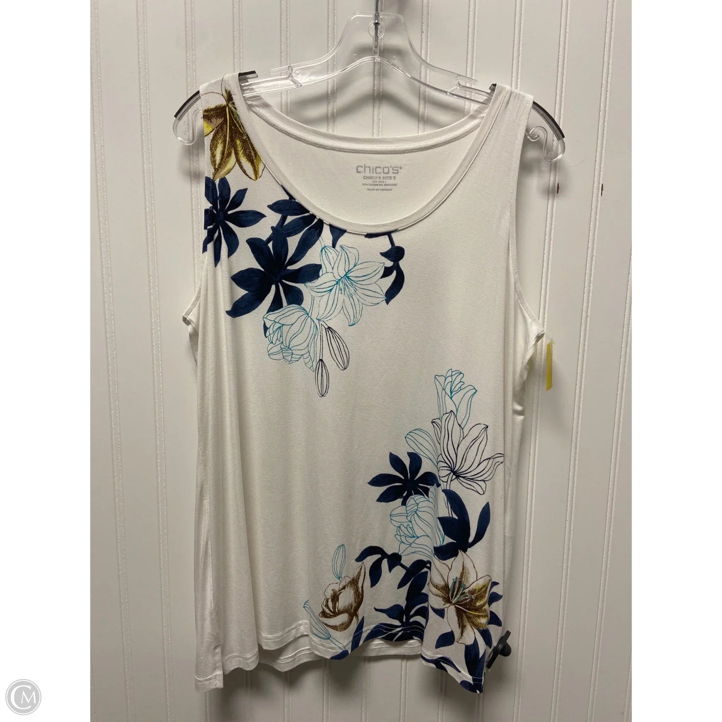 Top Sleeveless By Chicos In White, Size: L