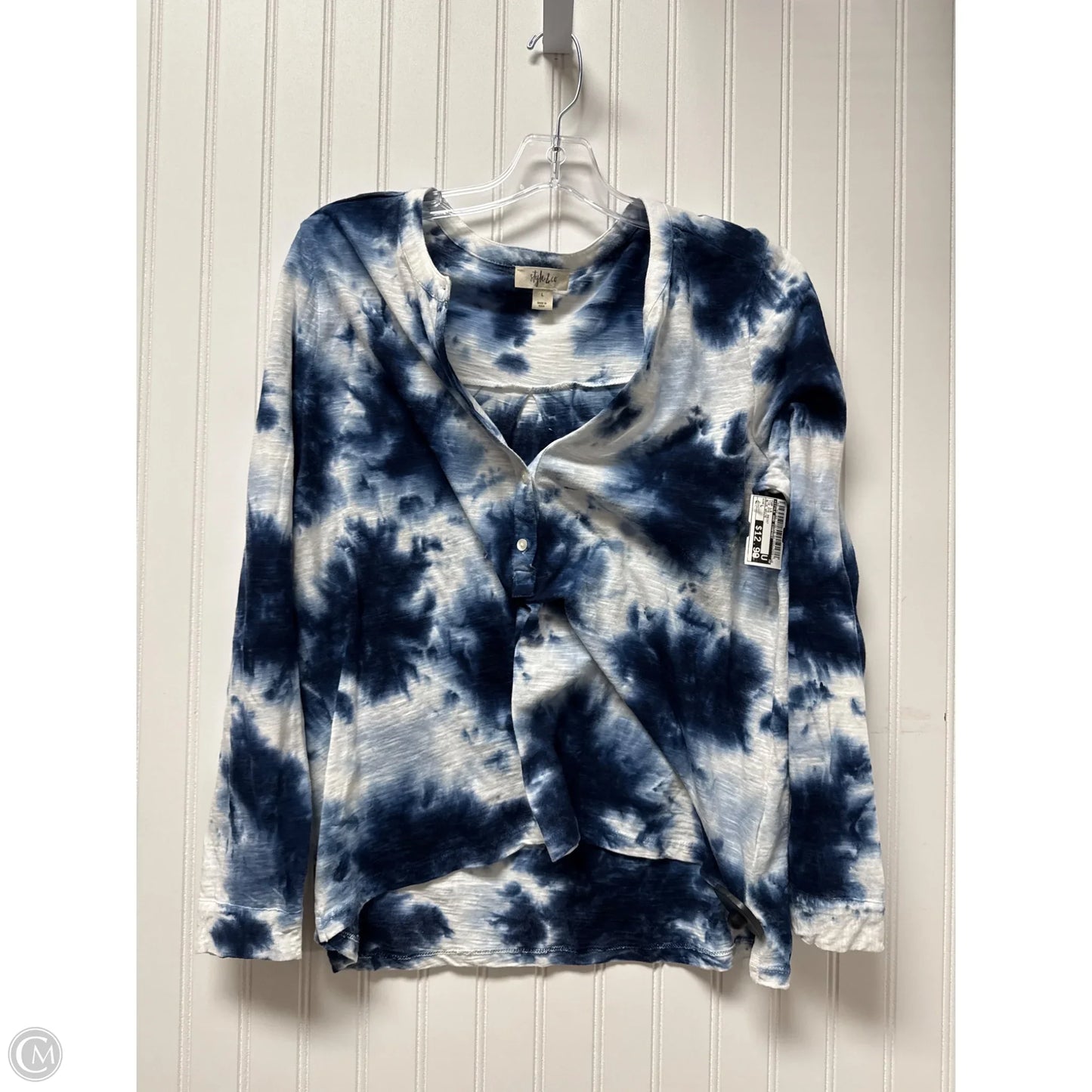 Top Long Sleeve By Style And Company In Tie Dye Print, Size: L