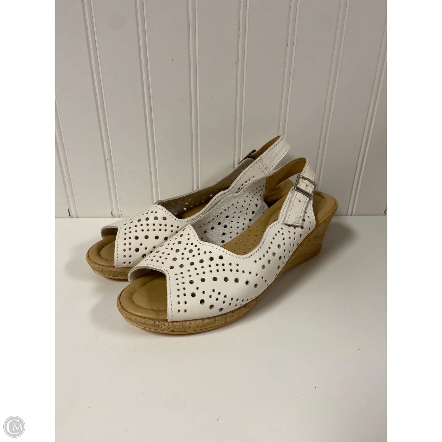 Sandals Heels Wedge By Spring Step In Ivory, Size: 6.5