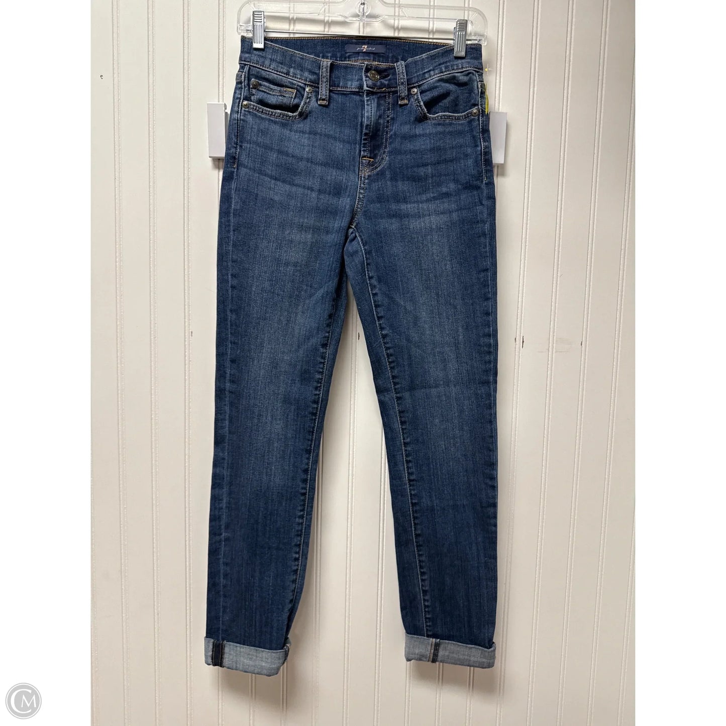 Jeans Straight By 7 For All Mankind In Blue Denim, Size: 2
