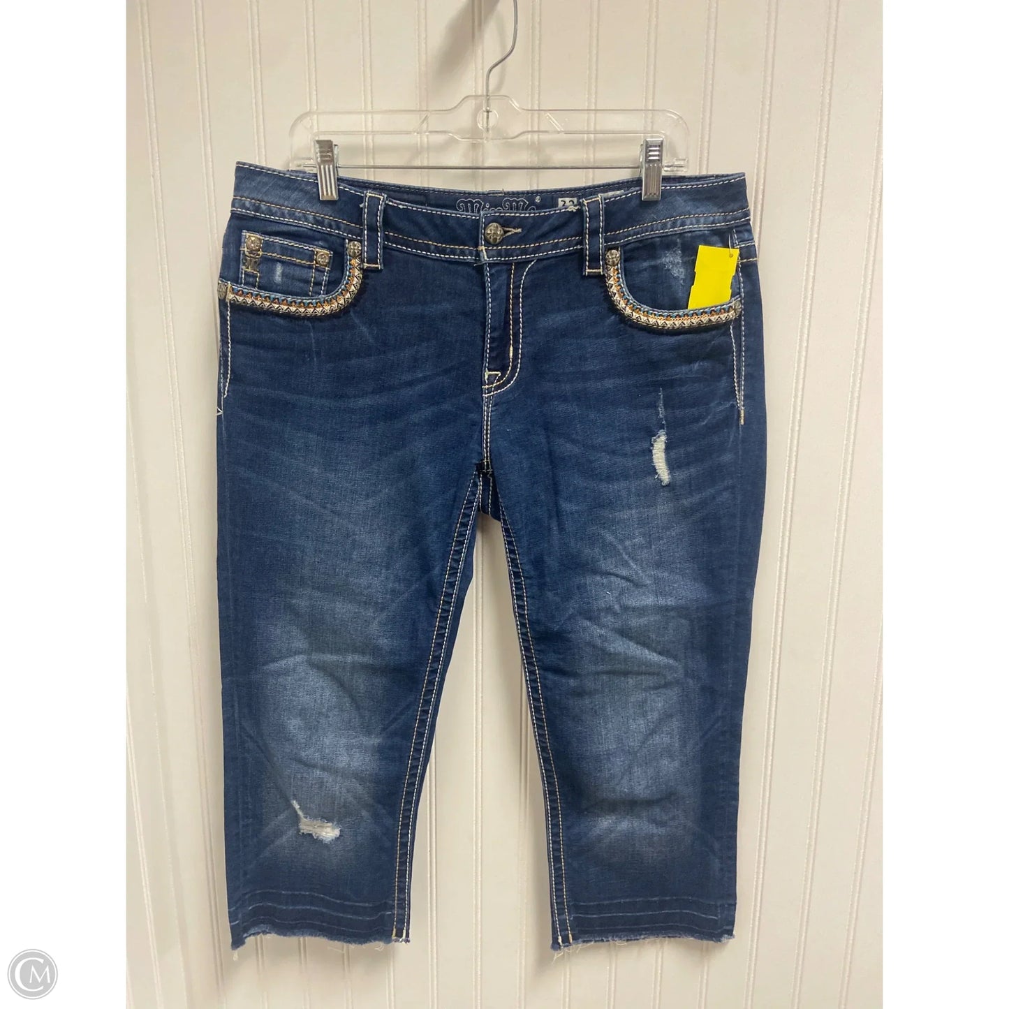 Jeans Cropped By Miss Me In Blue Denim, Size: 14