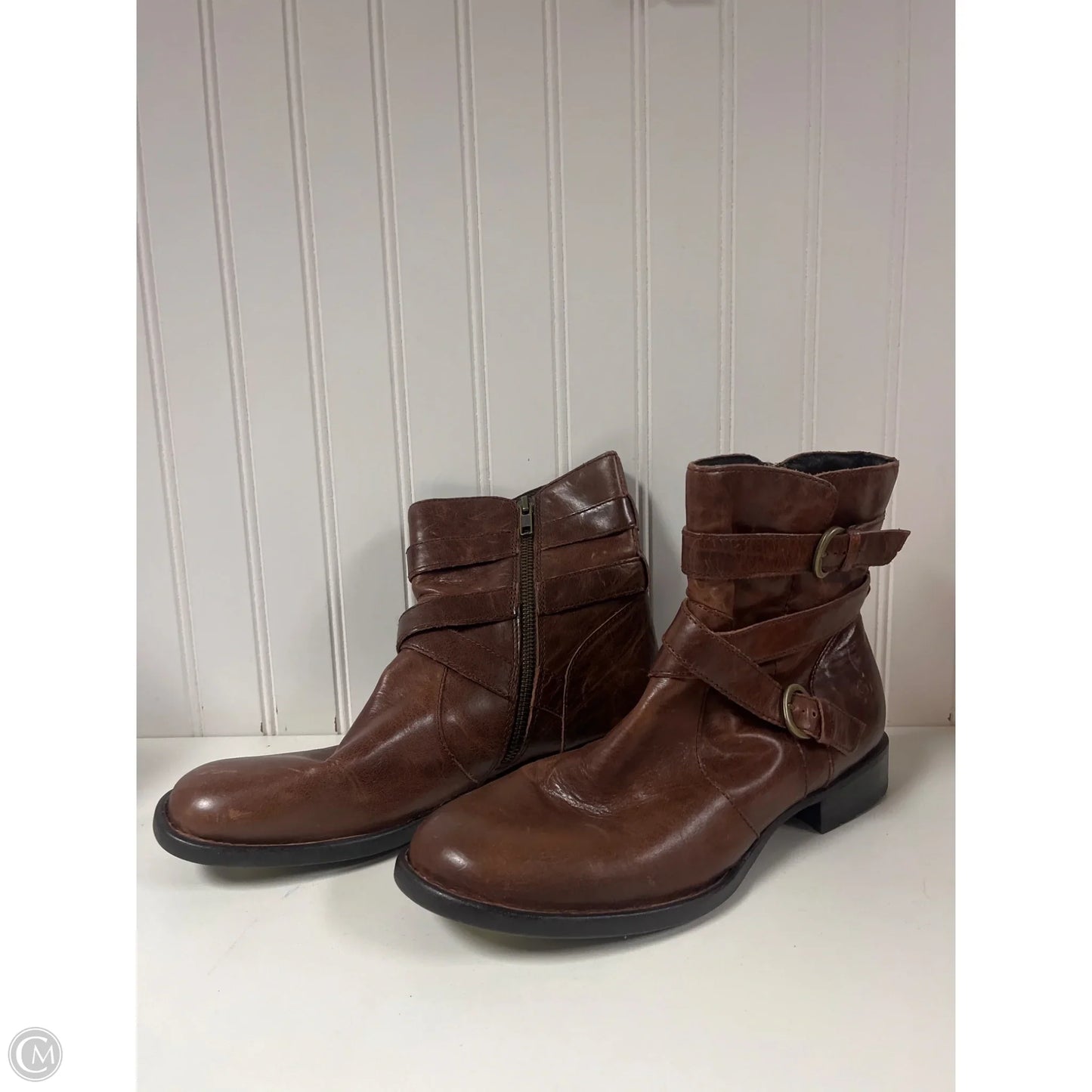 Boots Ankle Heels By Born In Brown, Size: 10