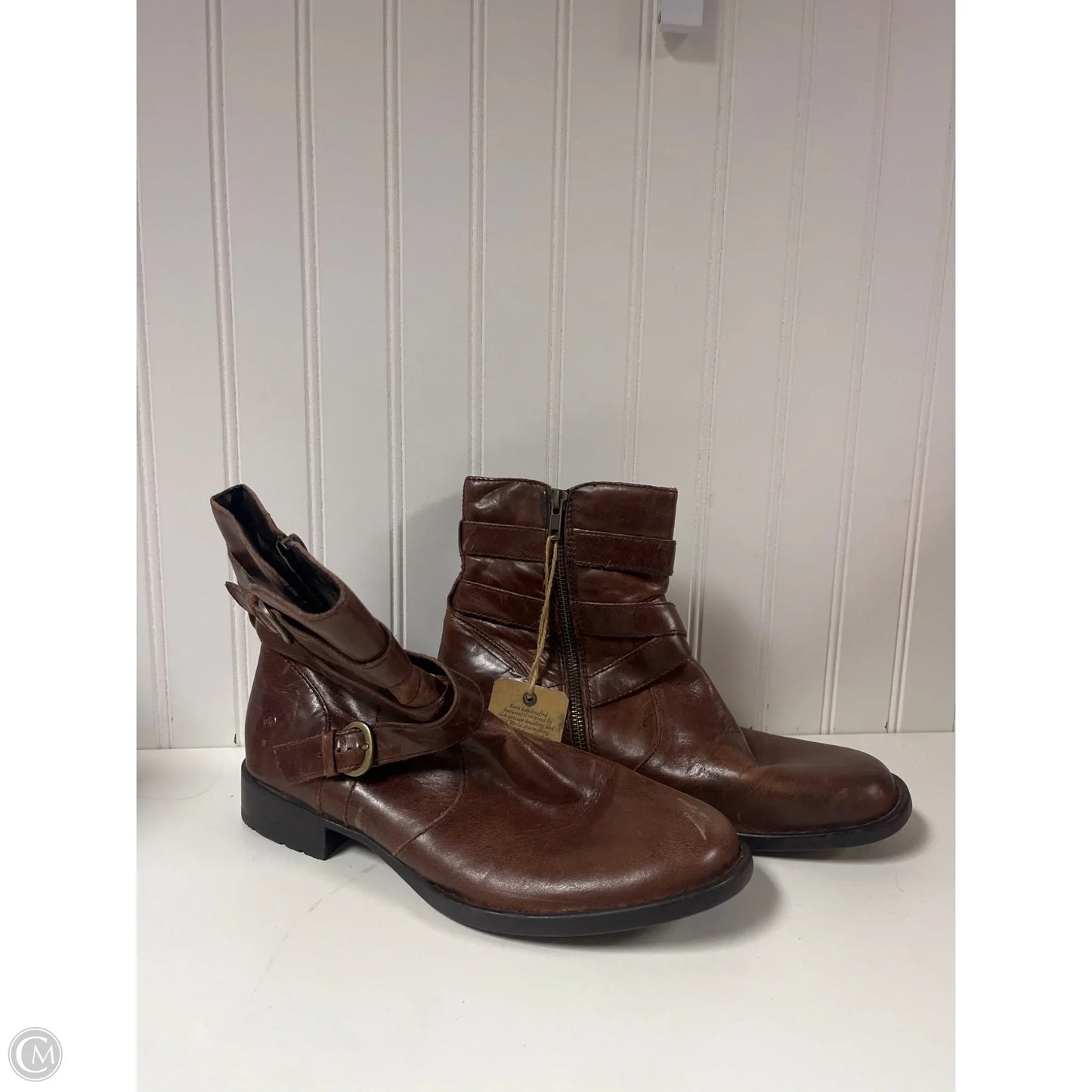 Boots Ankle Heels By Born In Brown, Size: 10