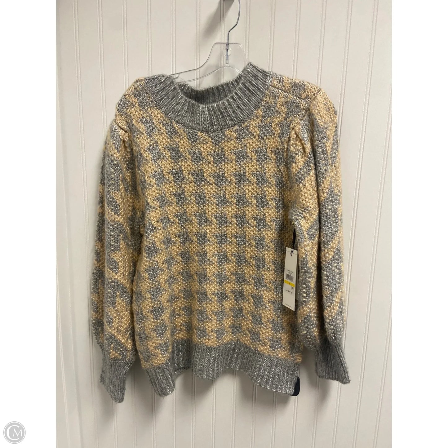 Sweater By Calvin Klein In Grey & Tan, Size: M