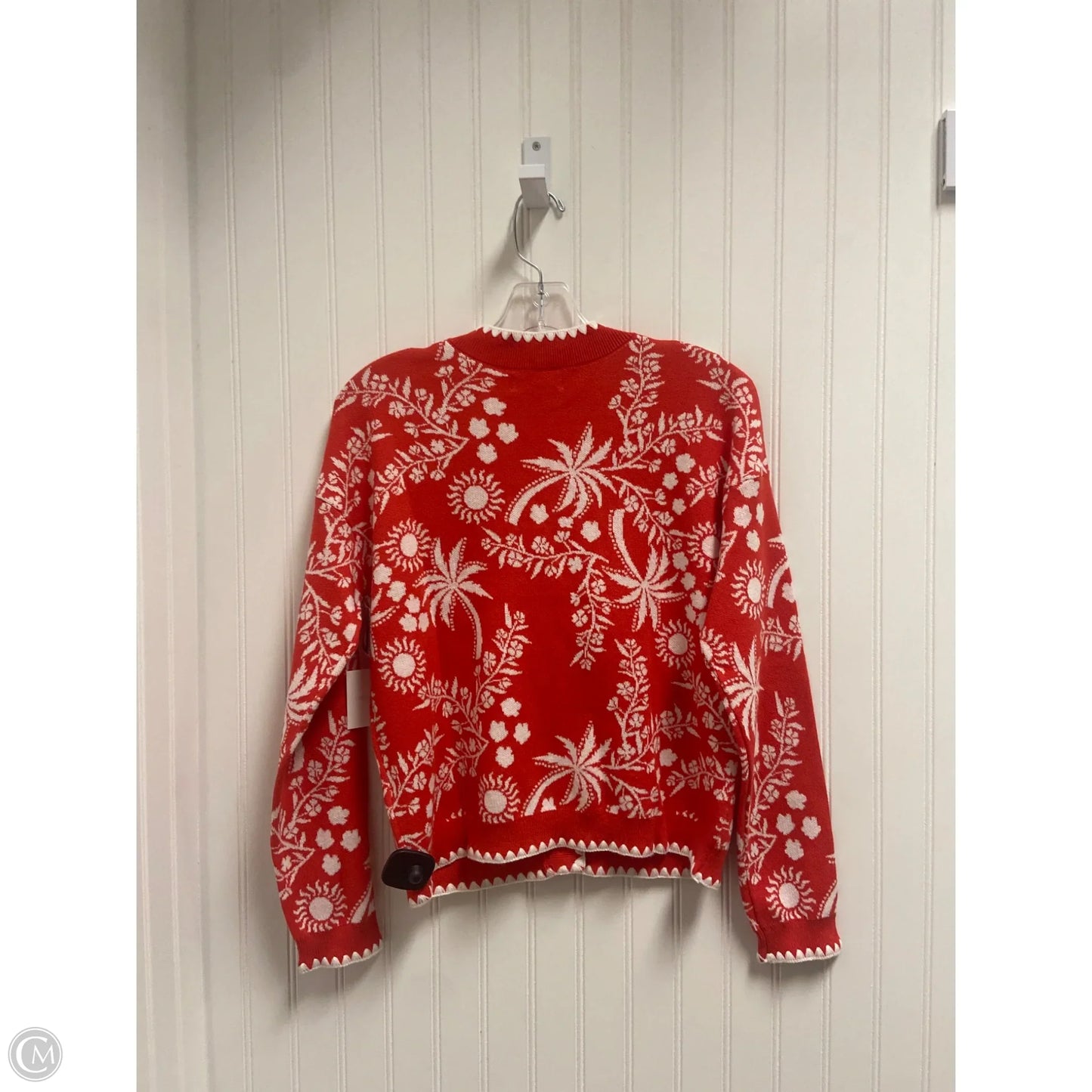 Sweater Cardigan By Cynthia Rowley In Red & White, Size: S