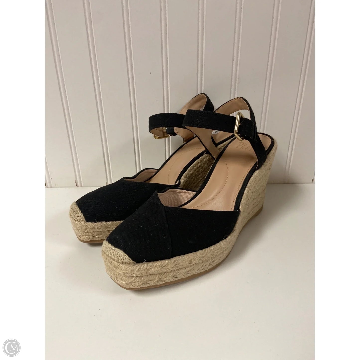 Shoes Heels Wedge By Time And Tru In Black, Size: 9