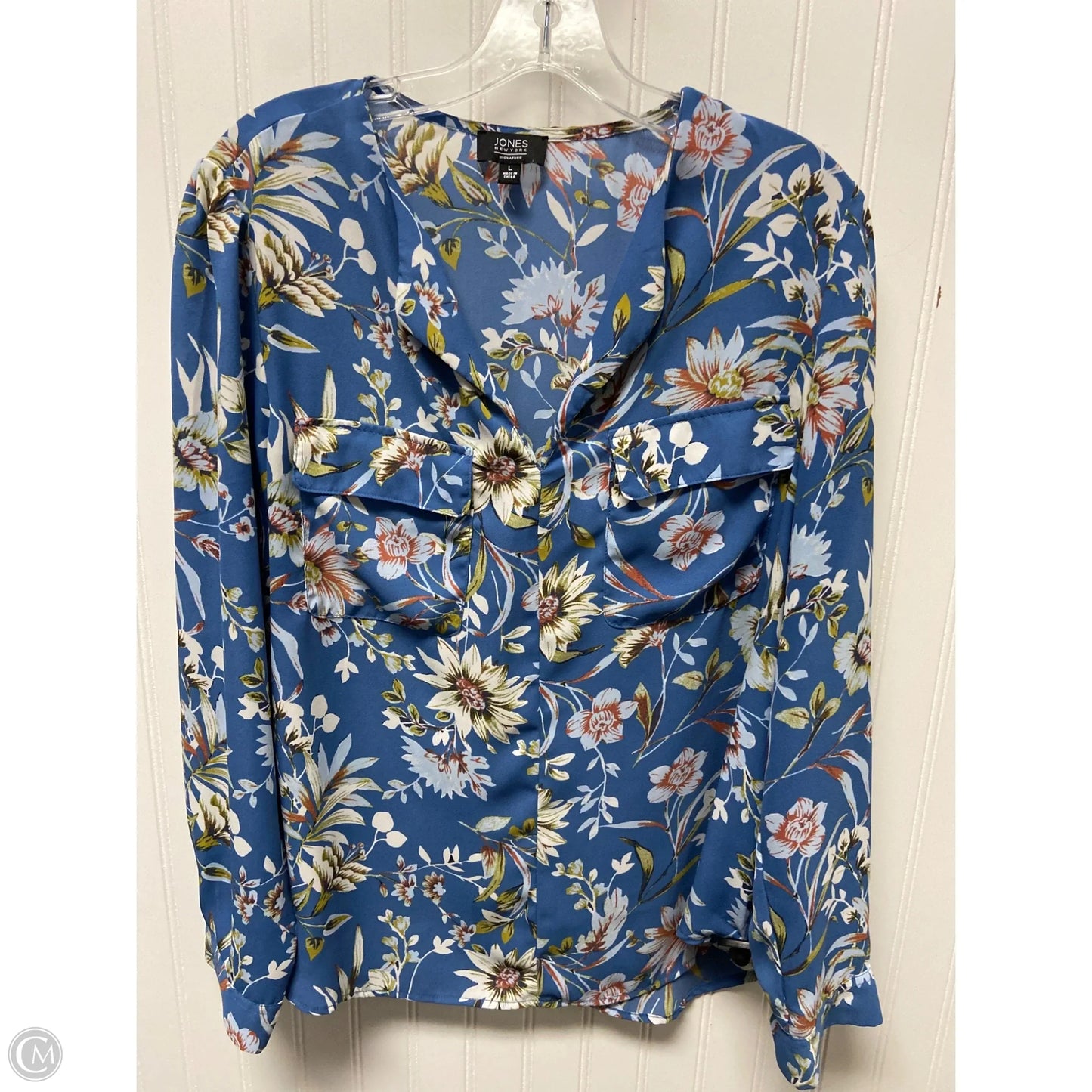 Top Long Sleeve By Jones New York In Blue, Size: L