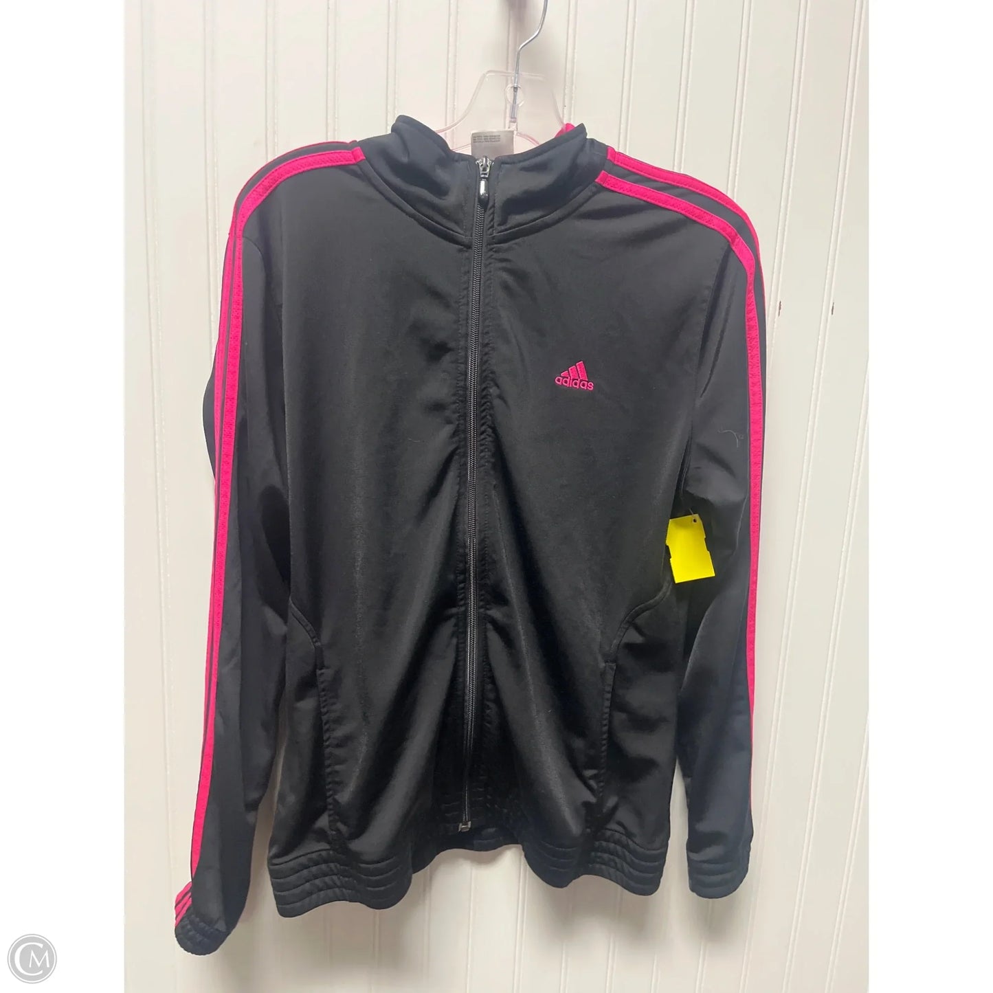 Athletic Jacket By Adidas In Black & Pink, Size: L