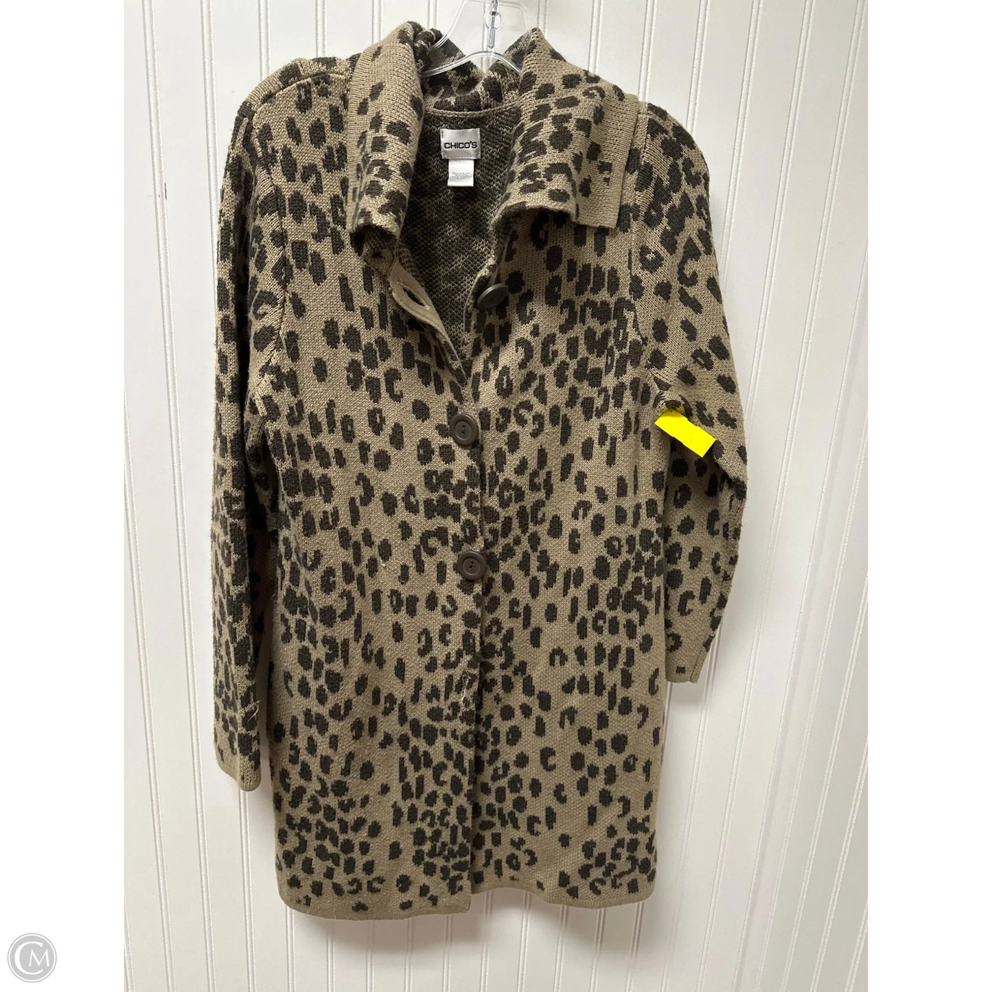 Sweater Cardigan By Chicos In Animal Print, Size: L