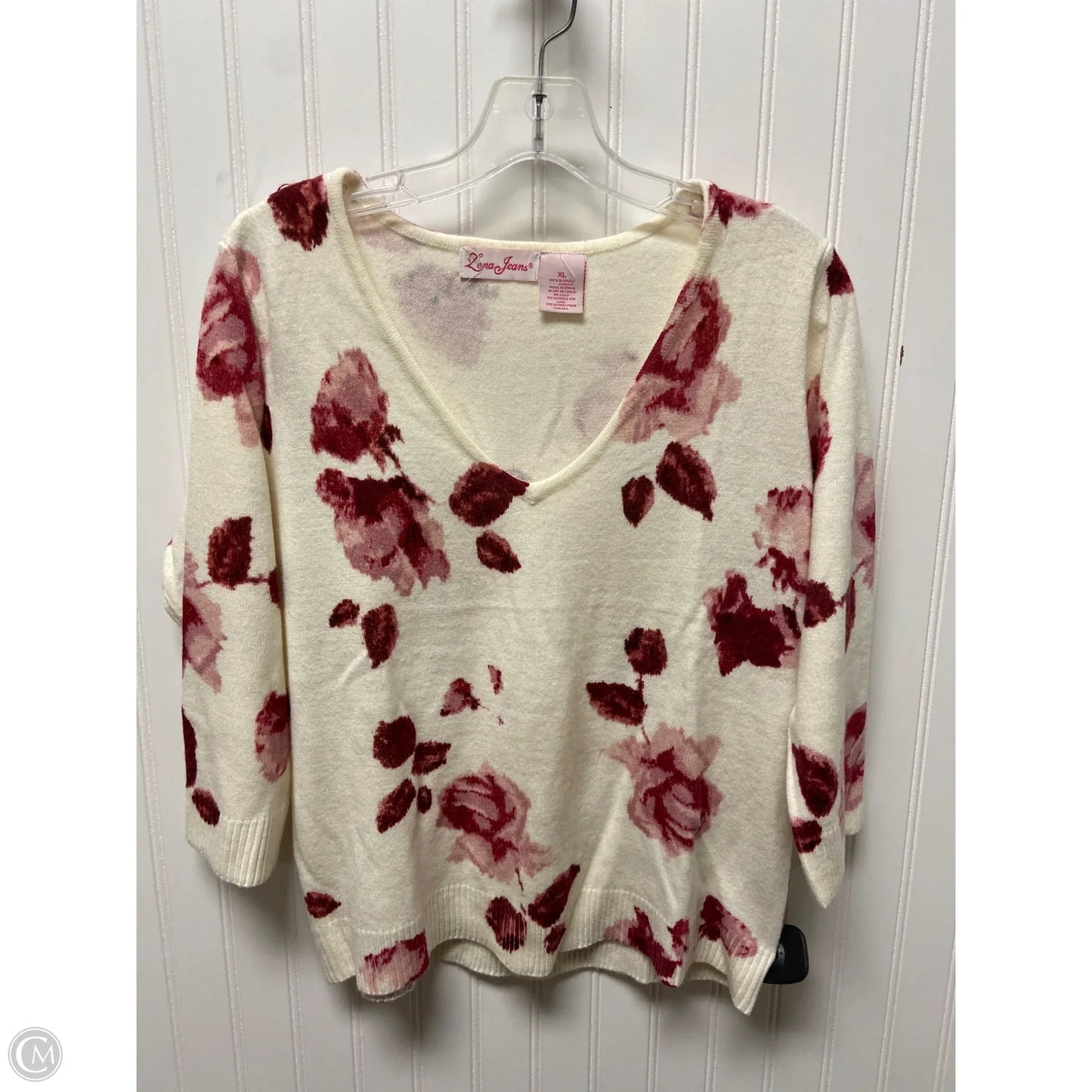 Sweater By Clothes Mentor In Cream & Purple, Size: Xl