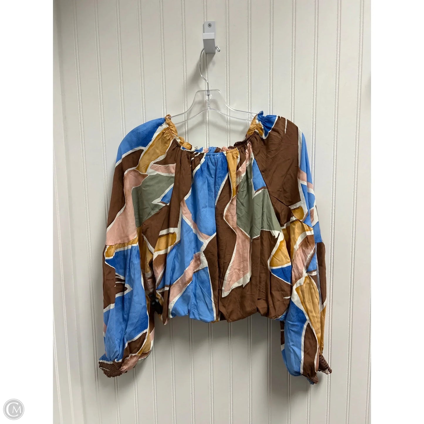 Top Long Sleeve By Blu Pepper In Blue & Brown, Size: M