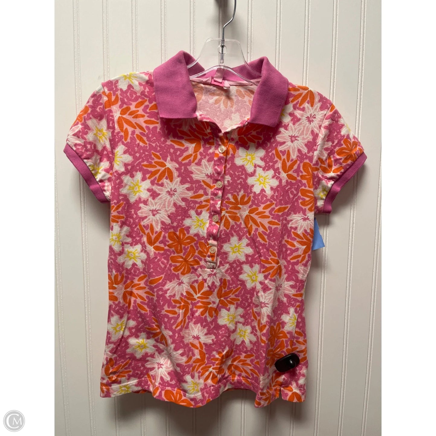 Top Short Sleeve Designer By Lilly Pulitzer In Floral Print, Size: S