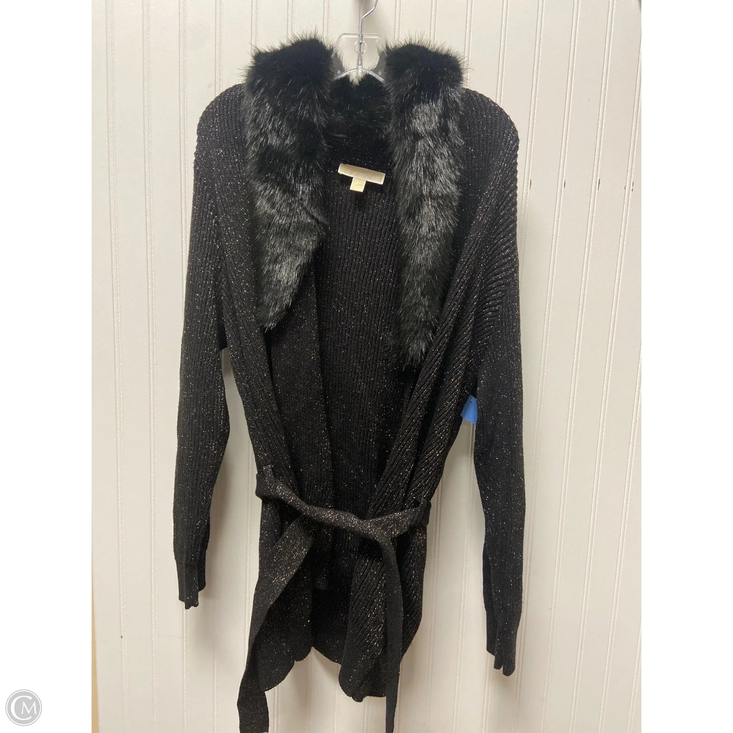 Sweater Cardigan By Michael By Michael Kors In Black & Gold, Size: L