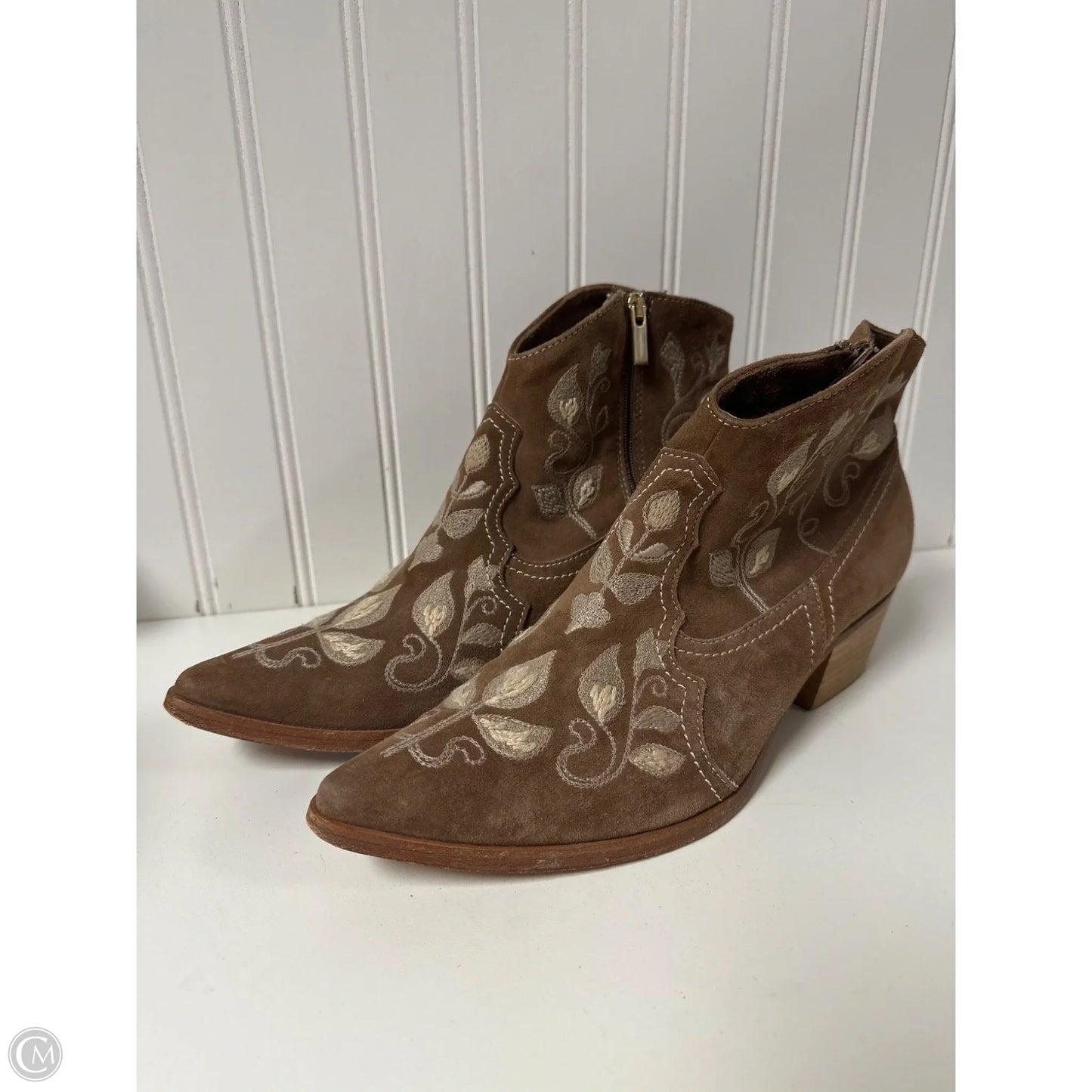 Boots Ankle Heels By Sundance In Brown & Cream, Size: 9.5