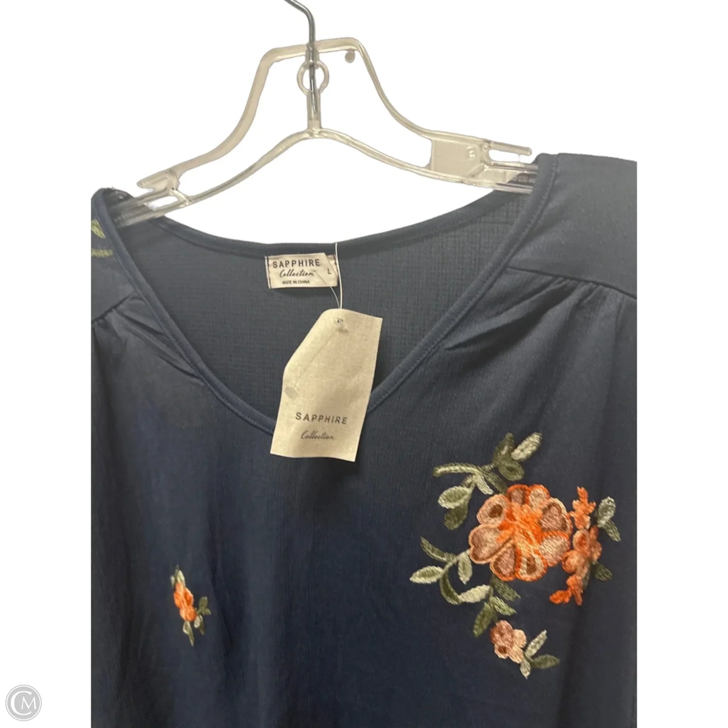 Top Short Sleeve By Clothes Mentor In Navy, Size: L