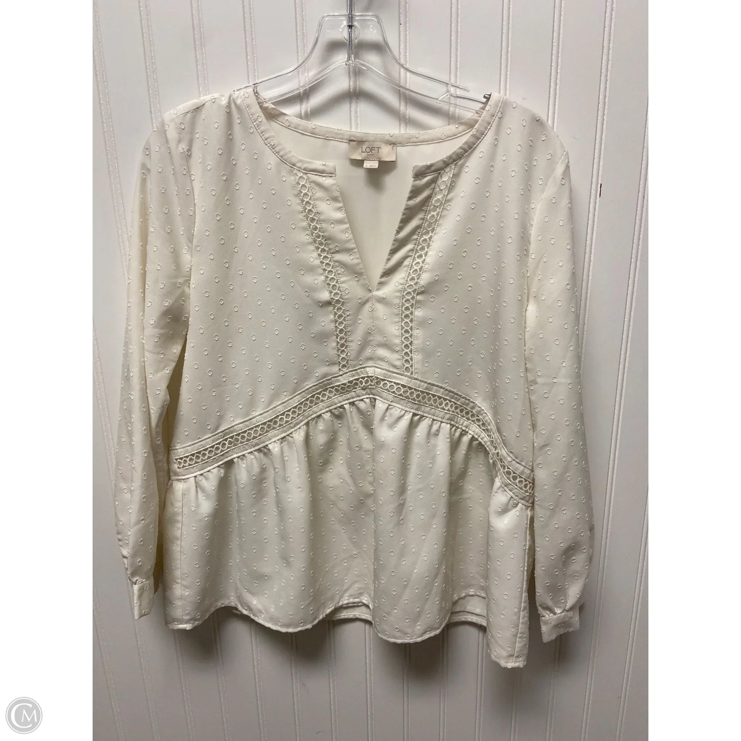 Top Long Sleeve By Loft In Cream, Size: S