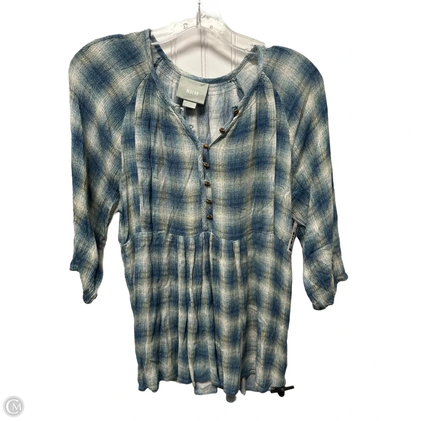 Top Long Sleeve By Magaschoni In Blue, Size: Xs
