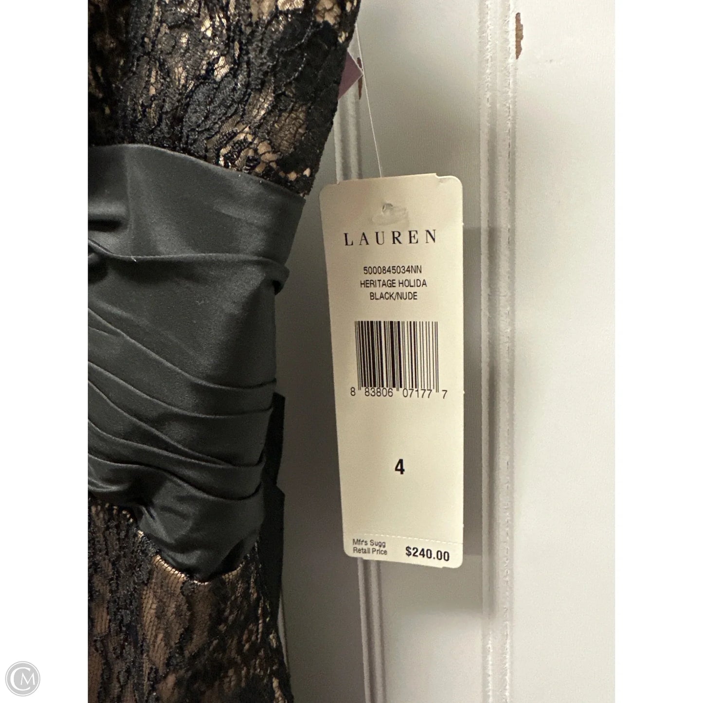Dress Party Midi By Lauren By Ralph Lauren In Black & Gold, Size: S