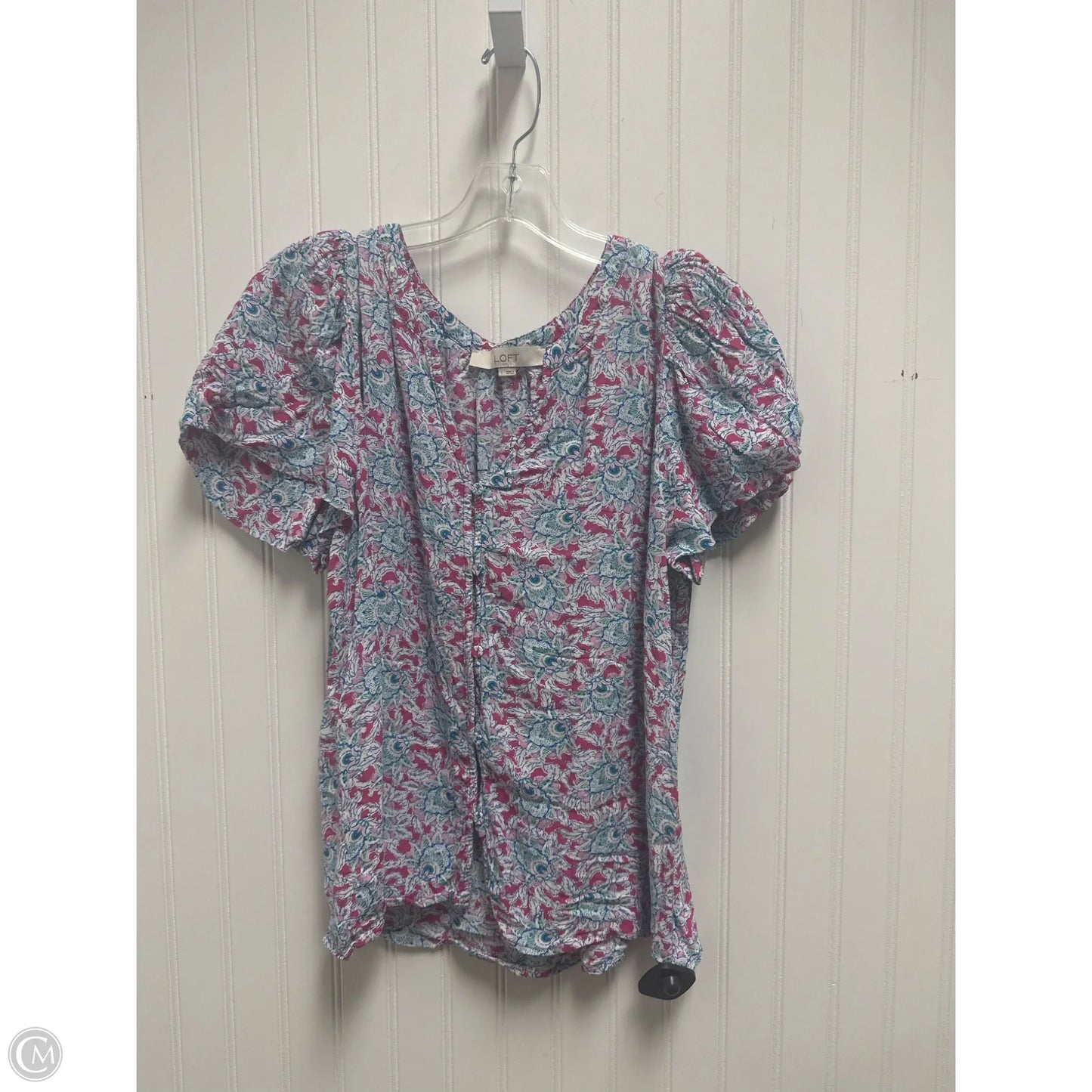 Top Short Sleeve By Loft In Multi-colored, Size: L