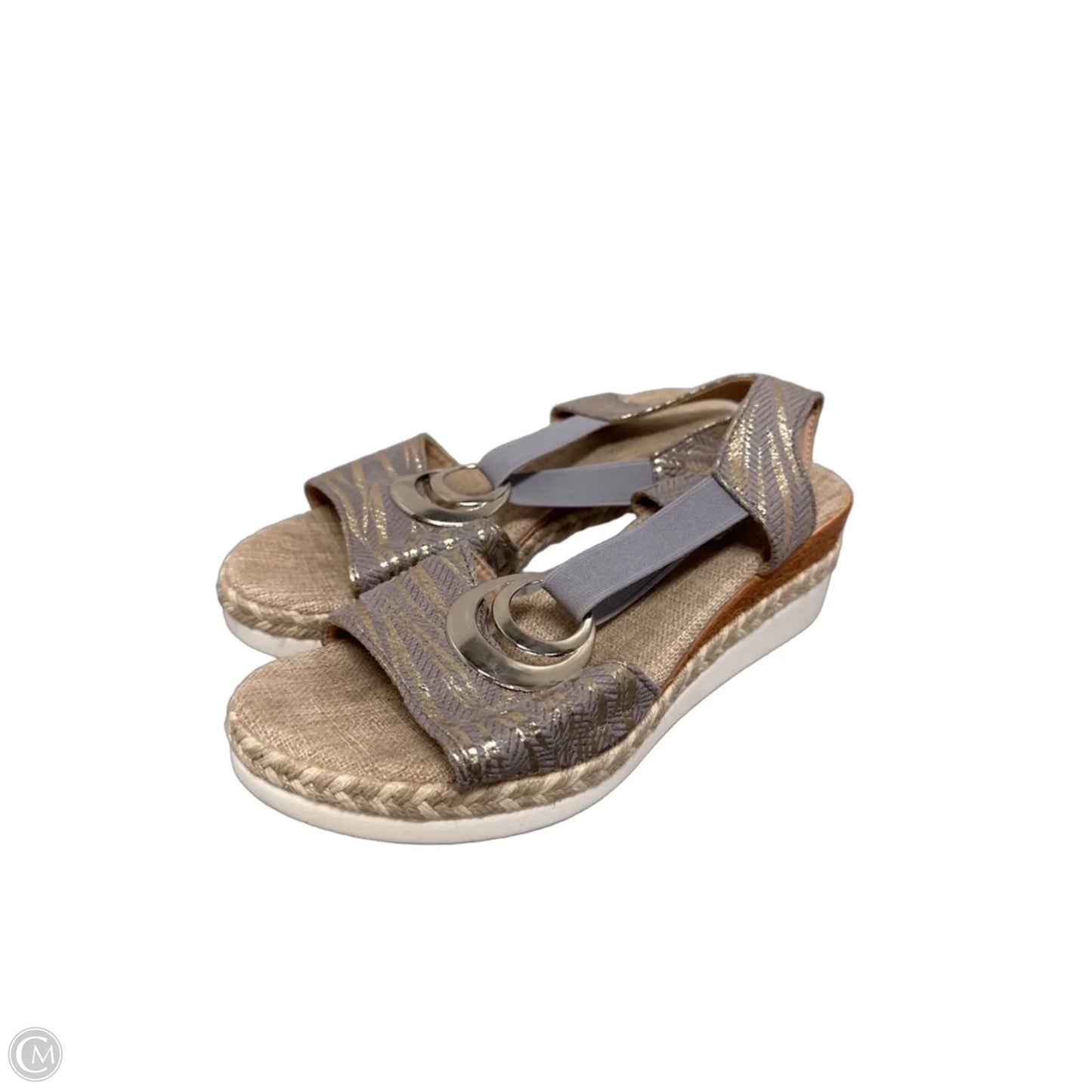 Sandals Heels Block By Clothes Mentor In Grey, Size: 8.5