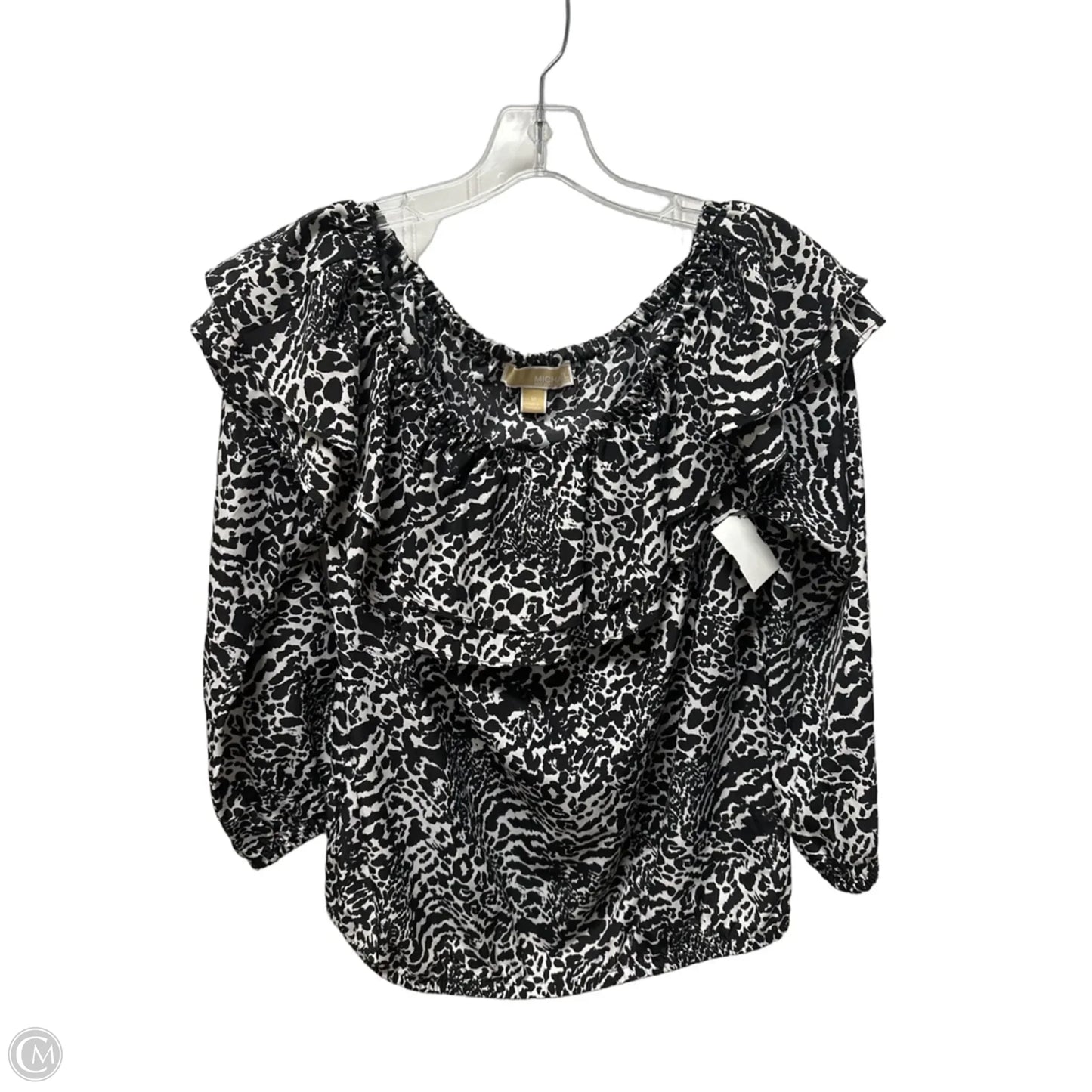 Top 3/4 Sleeve Basic By Michael By Michael Kors In Black & White, Size: M