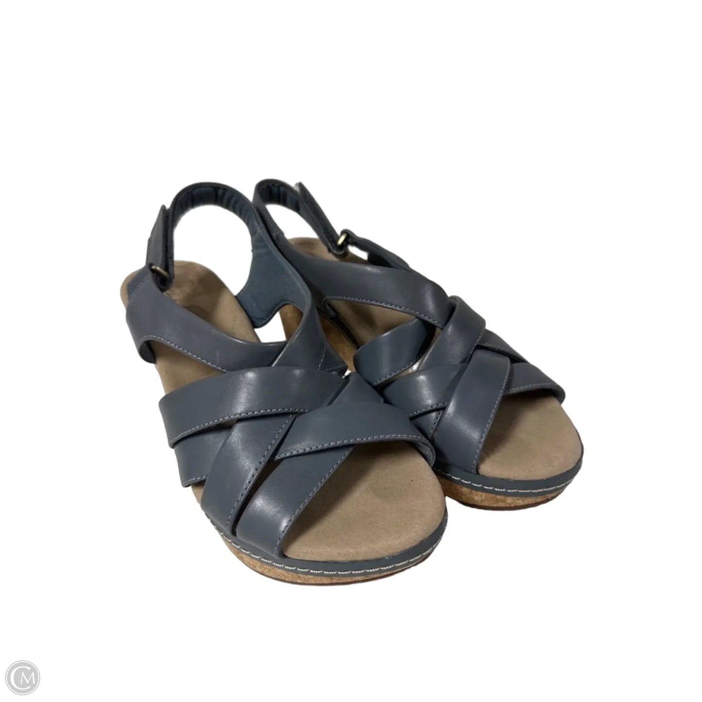 Sandals Heels Wedge By Clarks In Blue, Size: 10
