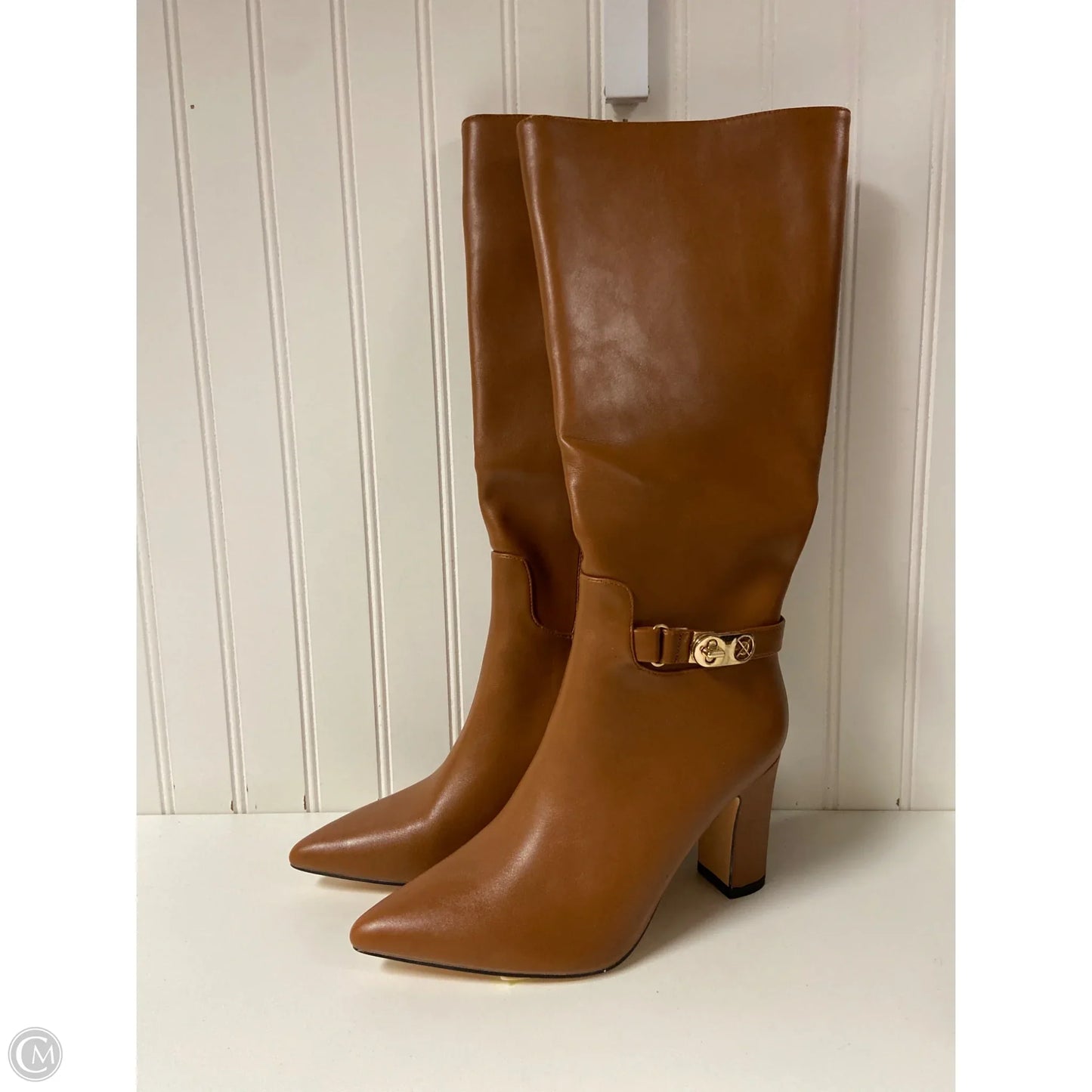 Boots Knee Heels By Clothes Mentor In Tan, Size: 7