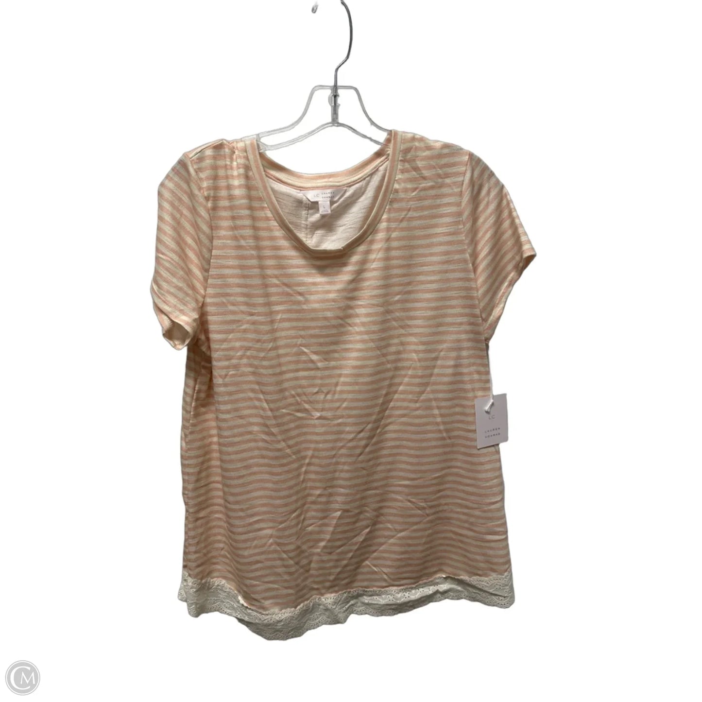 Top Short Sleeve By Lc Lauren Conrad In Striped Pattern, Size: L