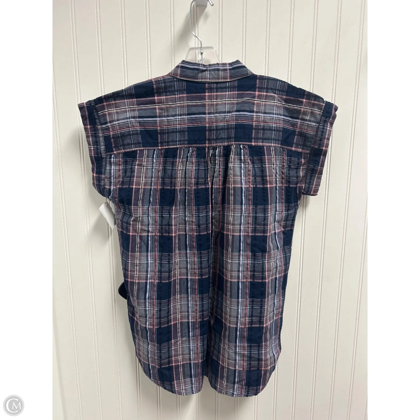 Top Short Sleeve By Loft In Plaid Pattern, Size: S