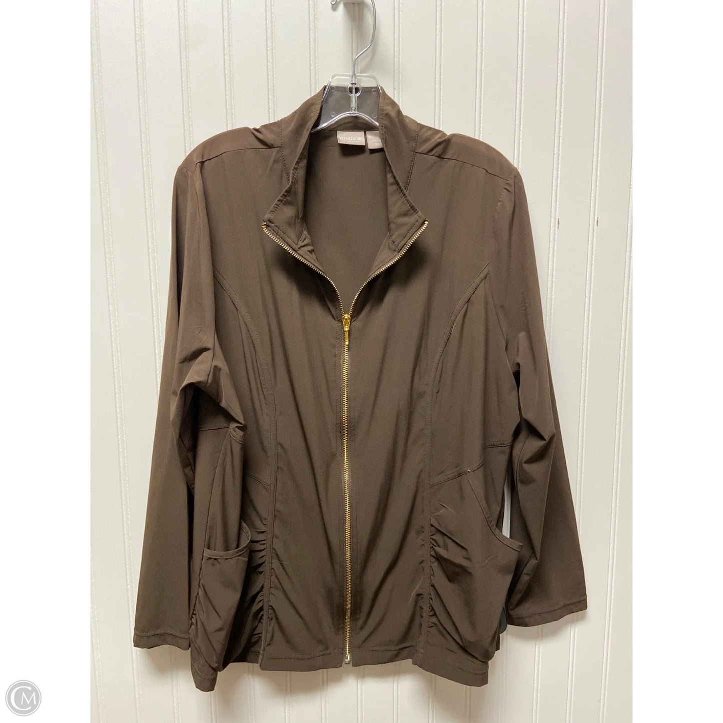Athletic Jacket By Chicos In Brown, Size: Xl
