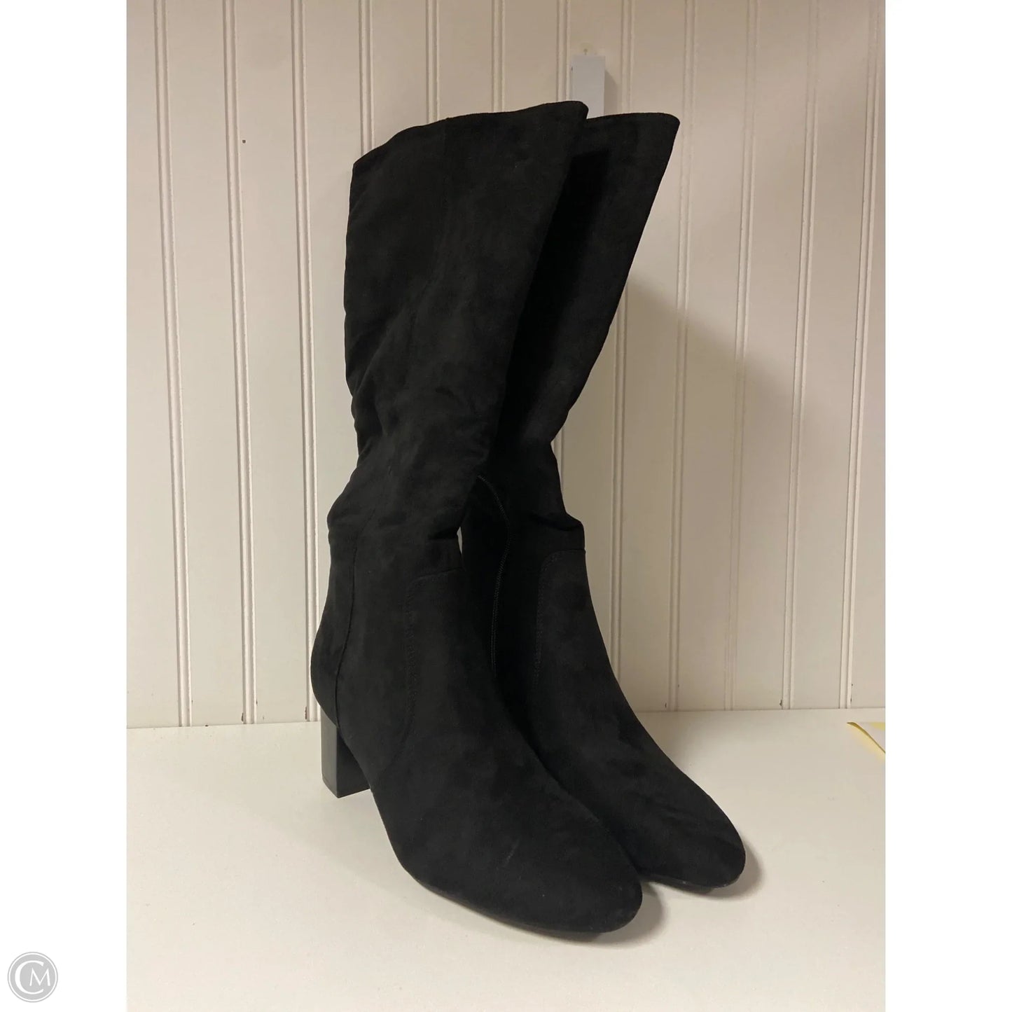 Boots Knee Heels By Clothes Mentor In Black, Size: 10