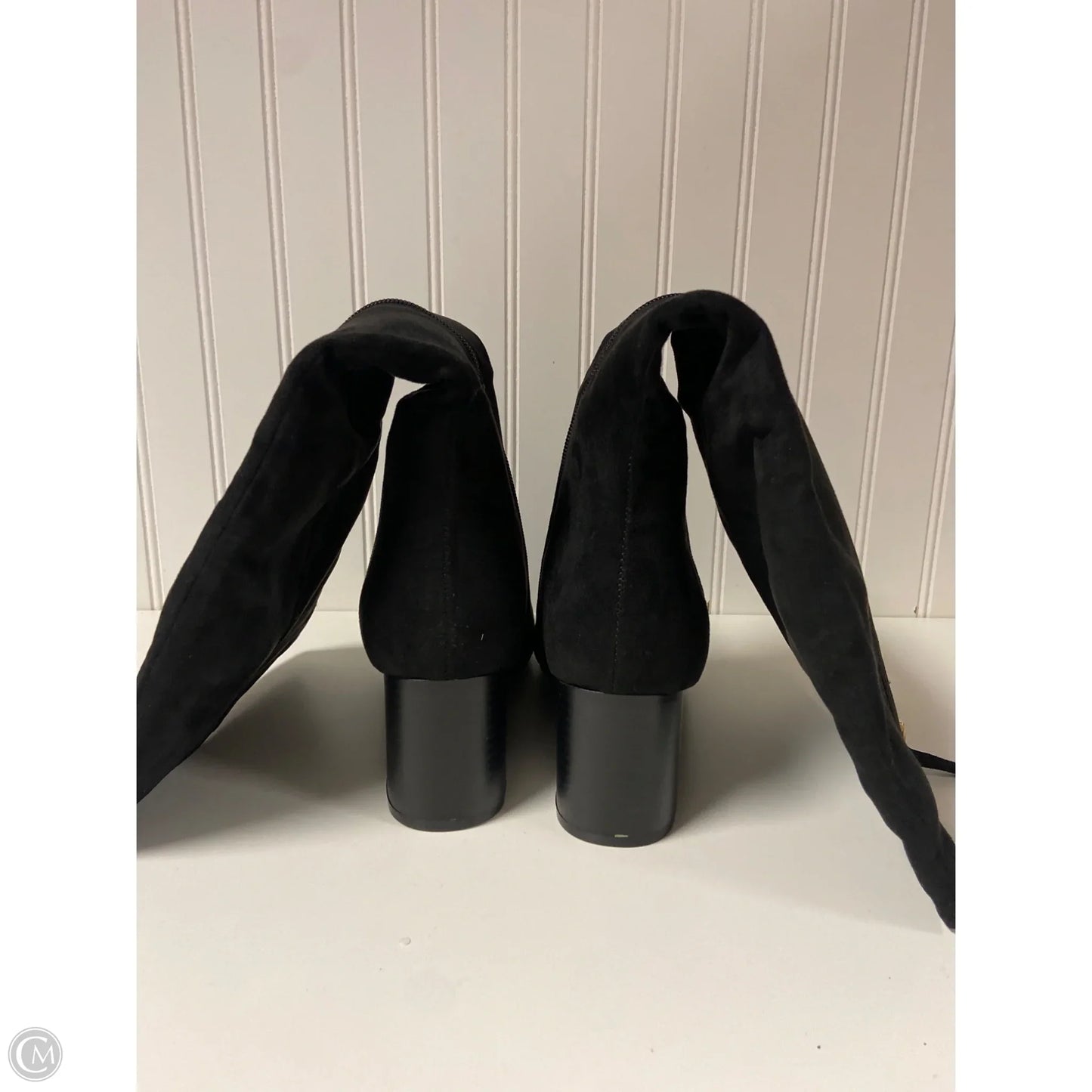 Boots Knee Heels By Clothes Mentor In Black, Size: 10