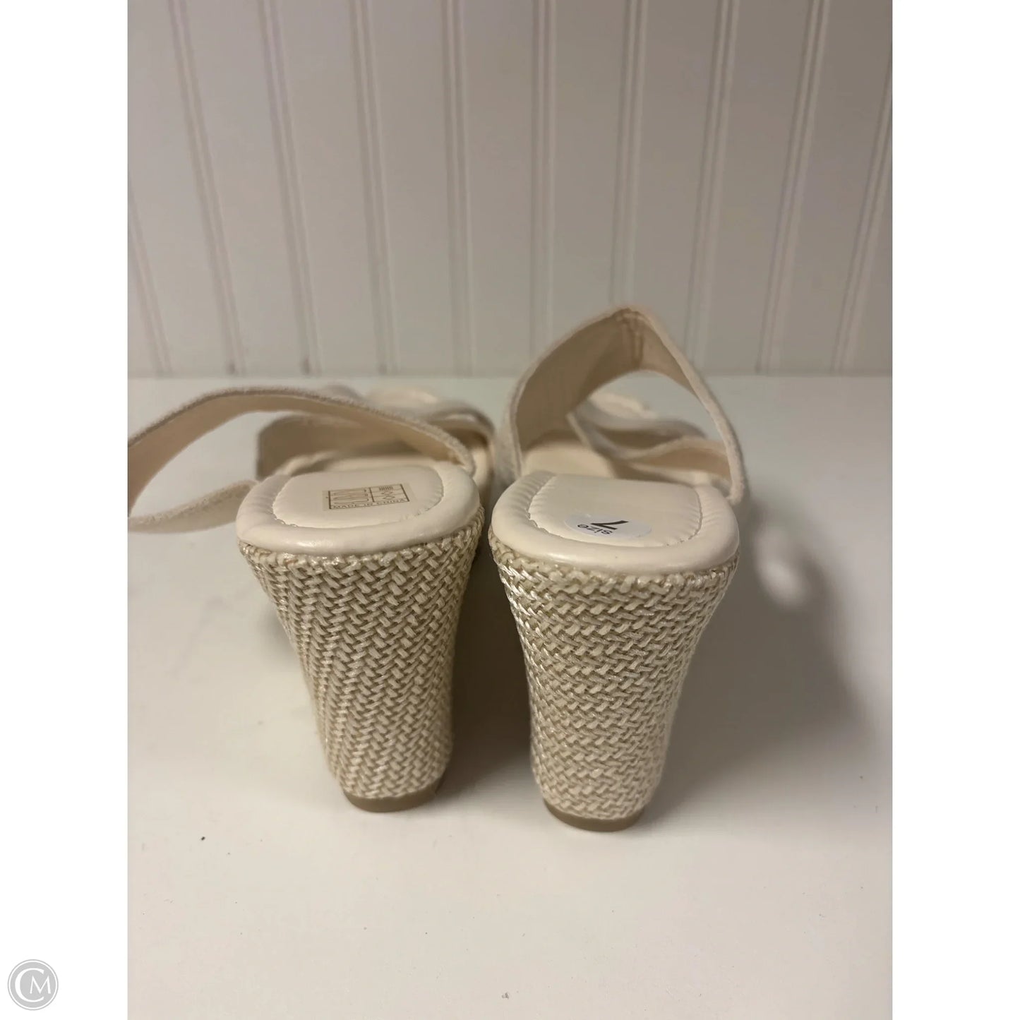 Sandals Heels Wedge By Clothes Mentor In Cream, Size: 7