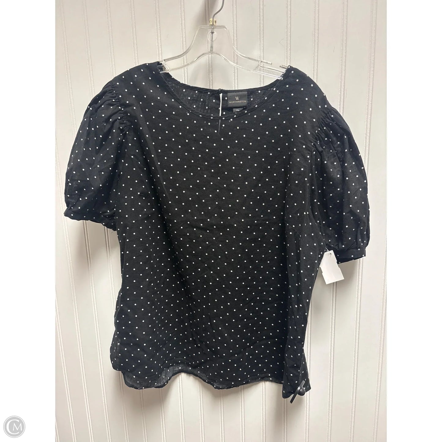 Top Short Sleeve By Worthington In Polkadot Pattern, Size: Xl