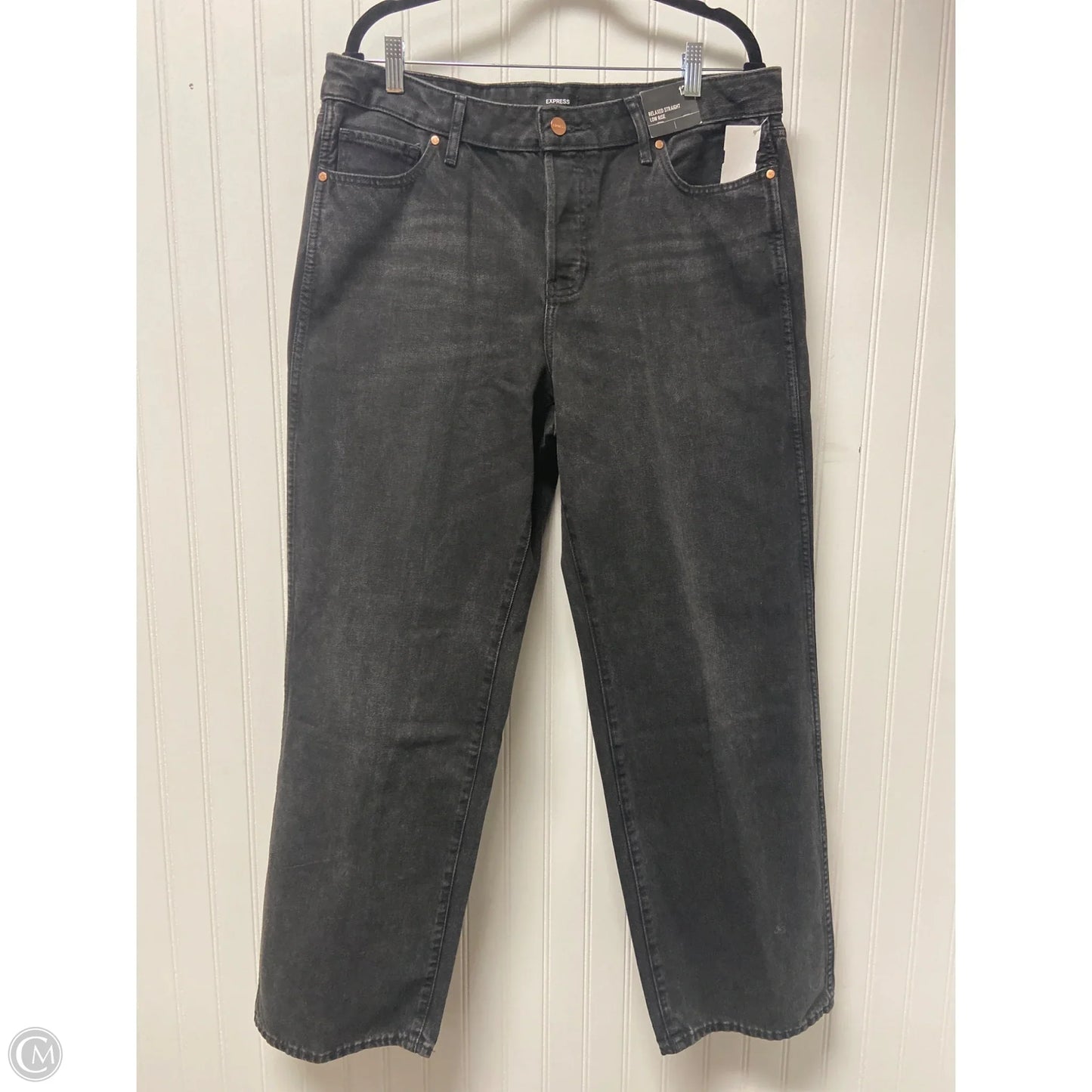 Jeans Straight By Express In Black Denim, Size: 12
