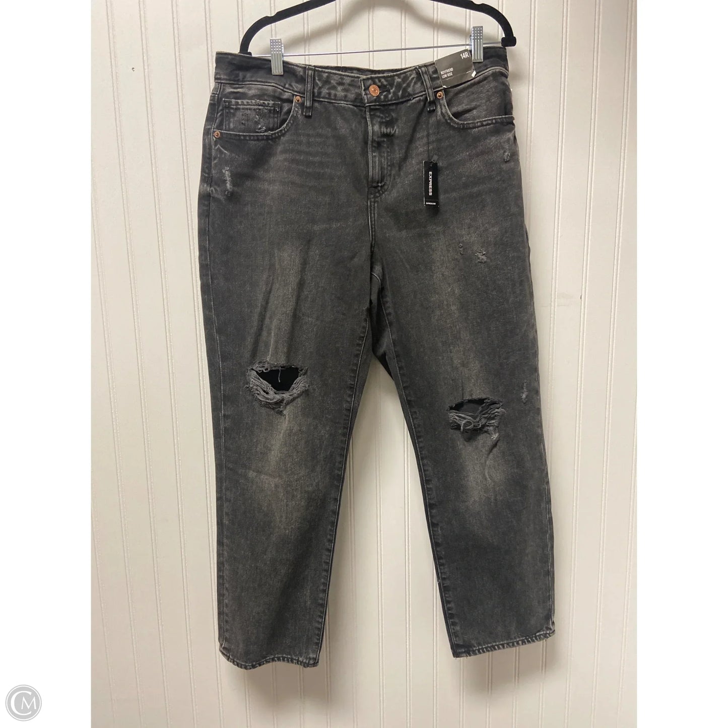 Jeans Boyfriend By Express In Black Denim, Size: 14