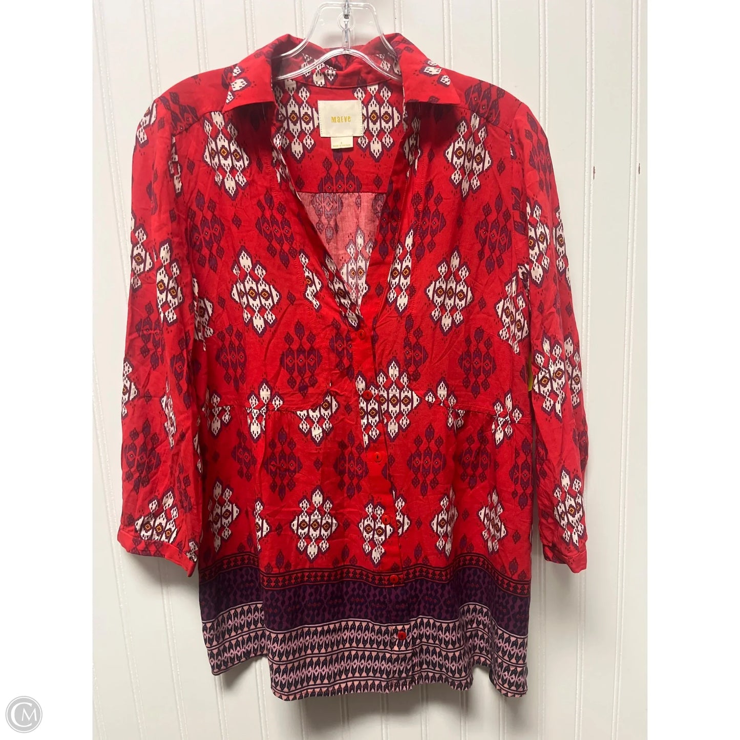 Top Long Sleeve By Maeve In Red, Size: S