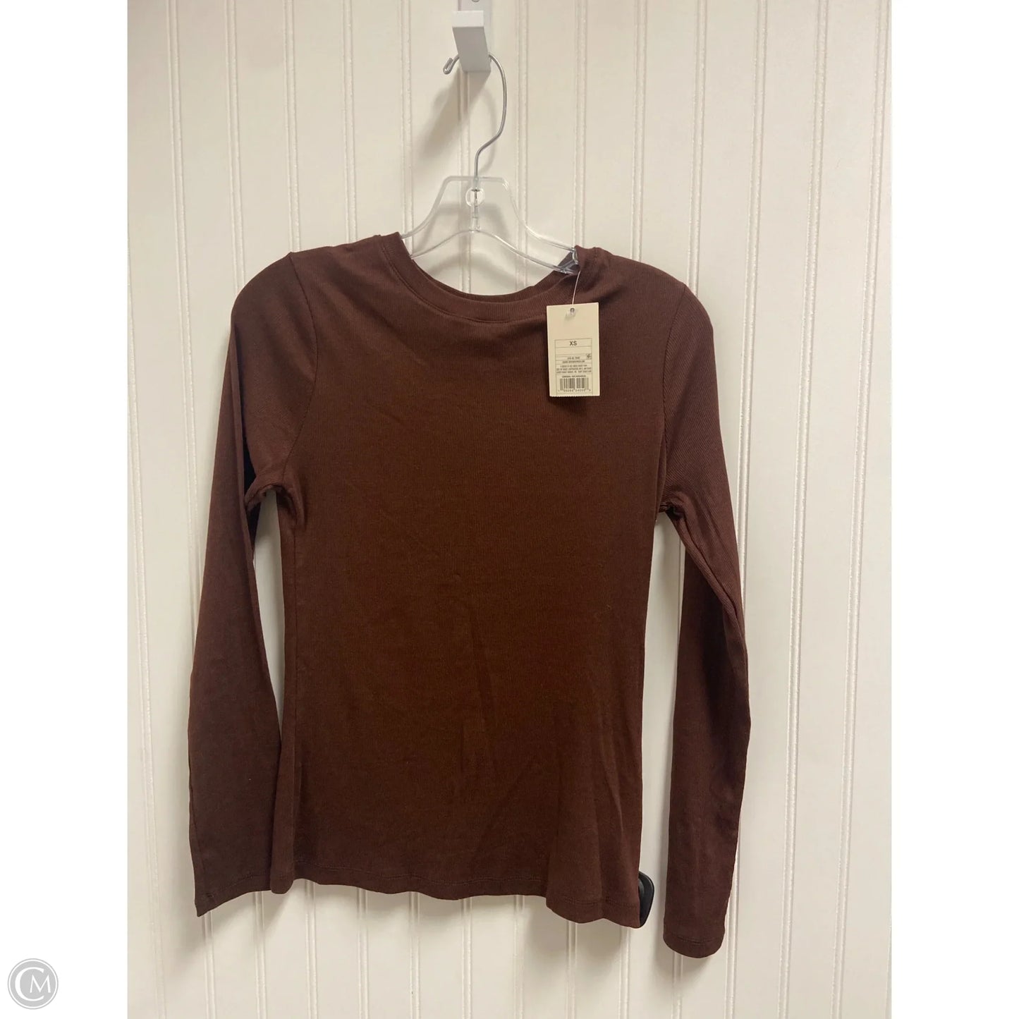 Top Long Sleeve Basic By A New Day In Brown, Size: Xs