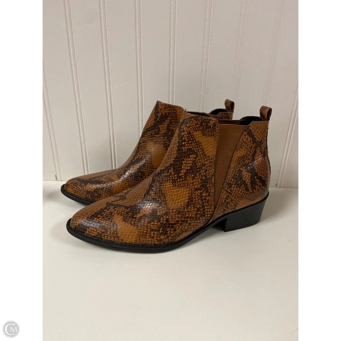 Boots Ankle Heels By Clothes Mentor In Snakeskin Print, Size: 9